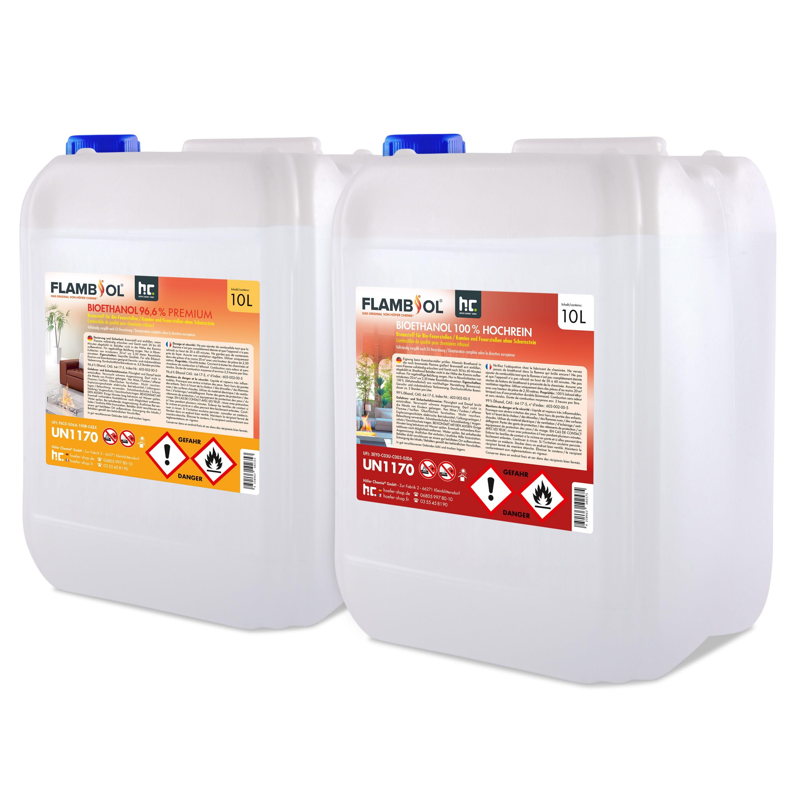 BioFair ® Bioethanol 100% im 10-Liter-Kanister für Ethanol-Kamine