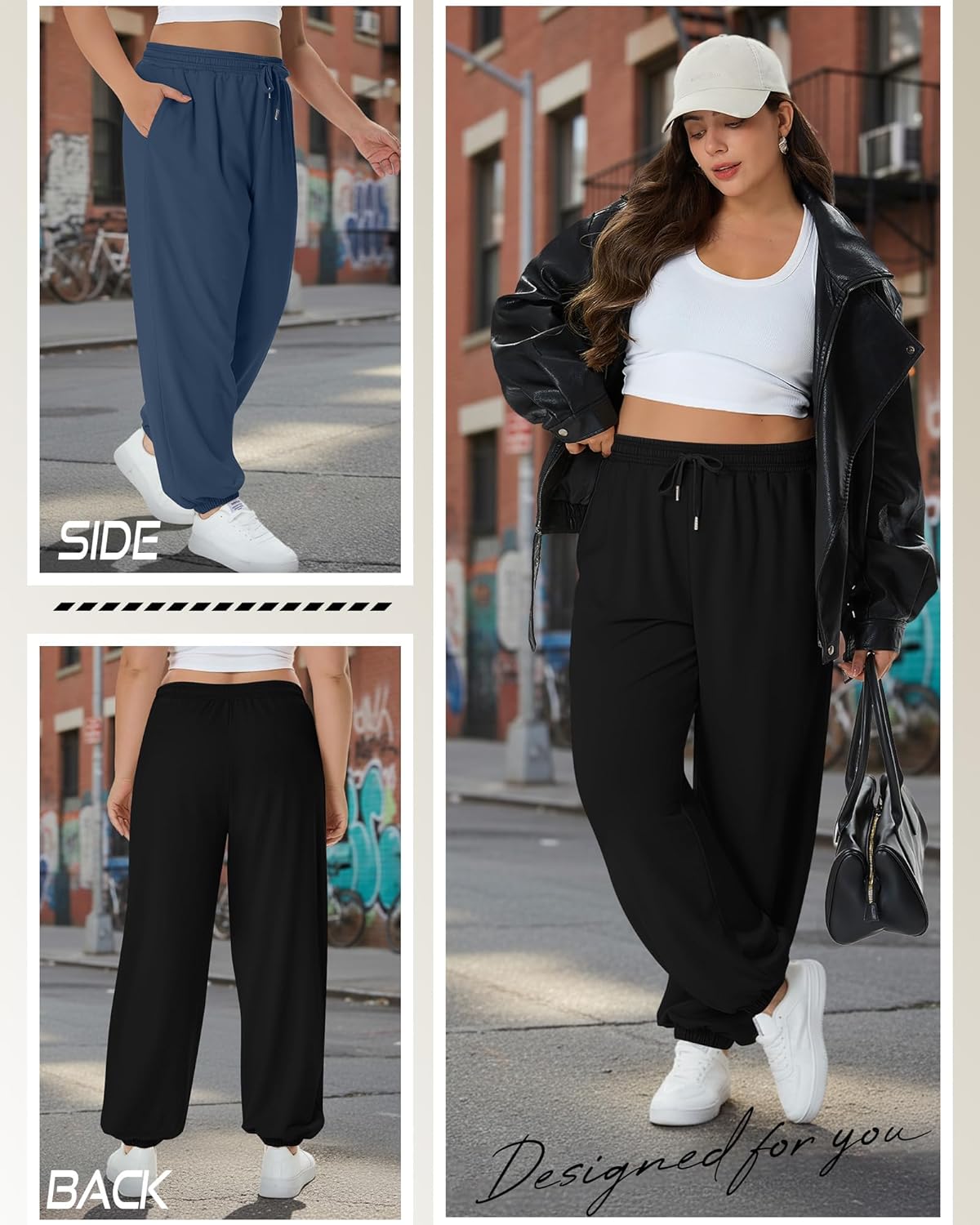 2 Pack Women's Plus Size Joggers, Drawstring Loose Baggy Sweatpants Cozy Athletic Casual Yoga Pants with Pockets - Image 5