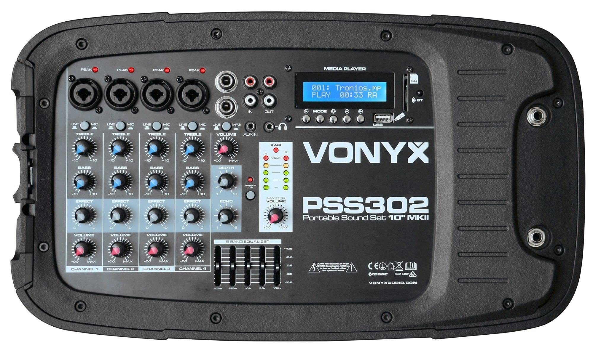 Vonyx PSS302 PA Anlage Komplettset 300 Watt Bluetooth USB SD Fernbedienung