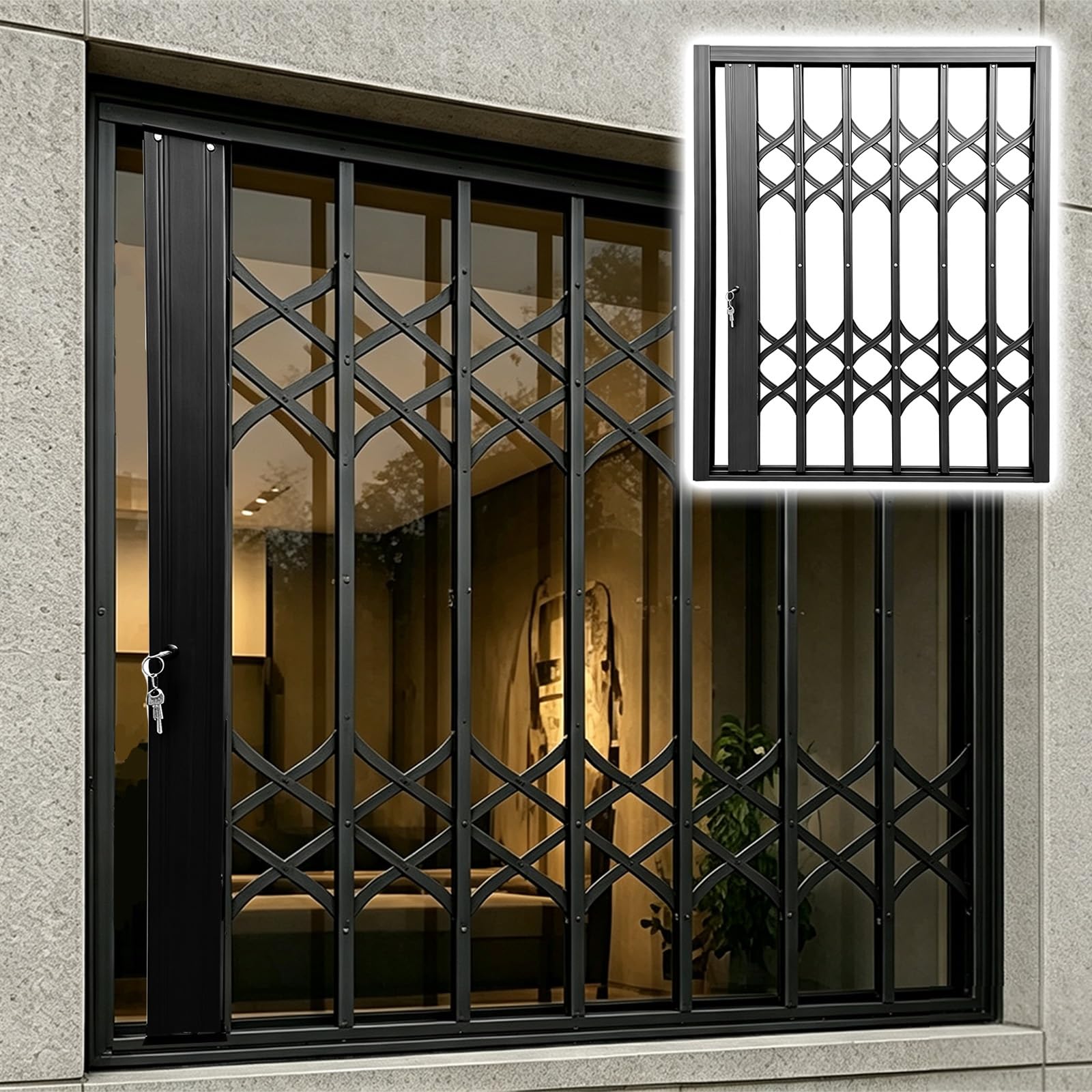 sbarre di sicurezza per finestre Grate Di Sicurezza Pieghevoli Su Misura Per Finestre | L 50 60 70 80 100 120 140 150 Cm, Griglia Di Protezione Con Serratura, Protezione Antintrusione, Design Scorrevole