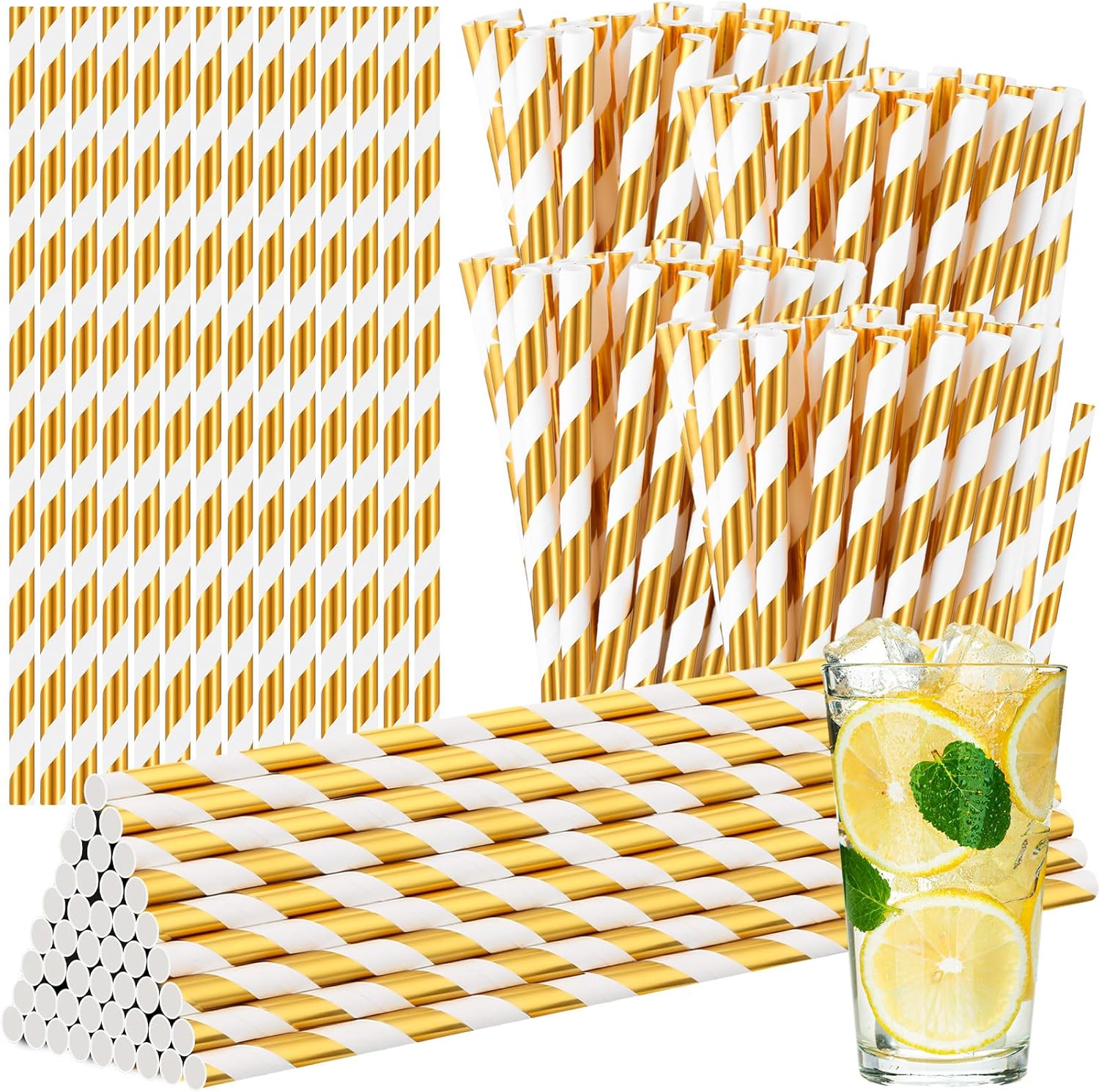 Mifoci 1000 pajitas de papel desechables a granel de 7.75 pulgadas para suministros de fiesta, cumpleaños, aniversario, boda, baby shower, Navidad,