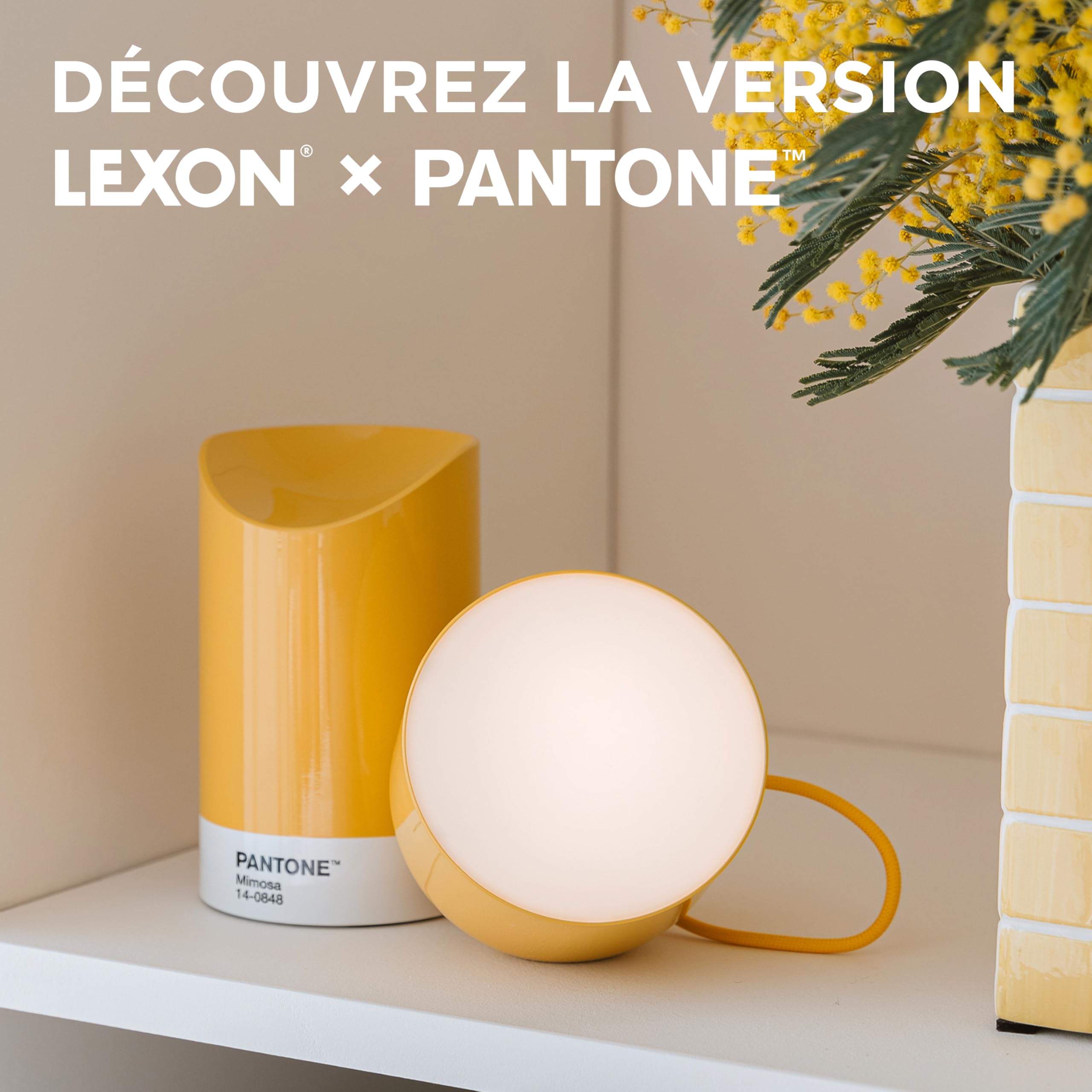 Lexon ORBE Lampada LED da tavolo ricaricabile senza fili con testa rimovibile magnetica e rotante, per comodino, scrivania o terrazzo, Giallo