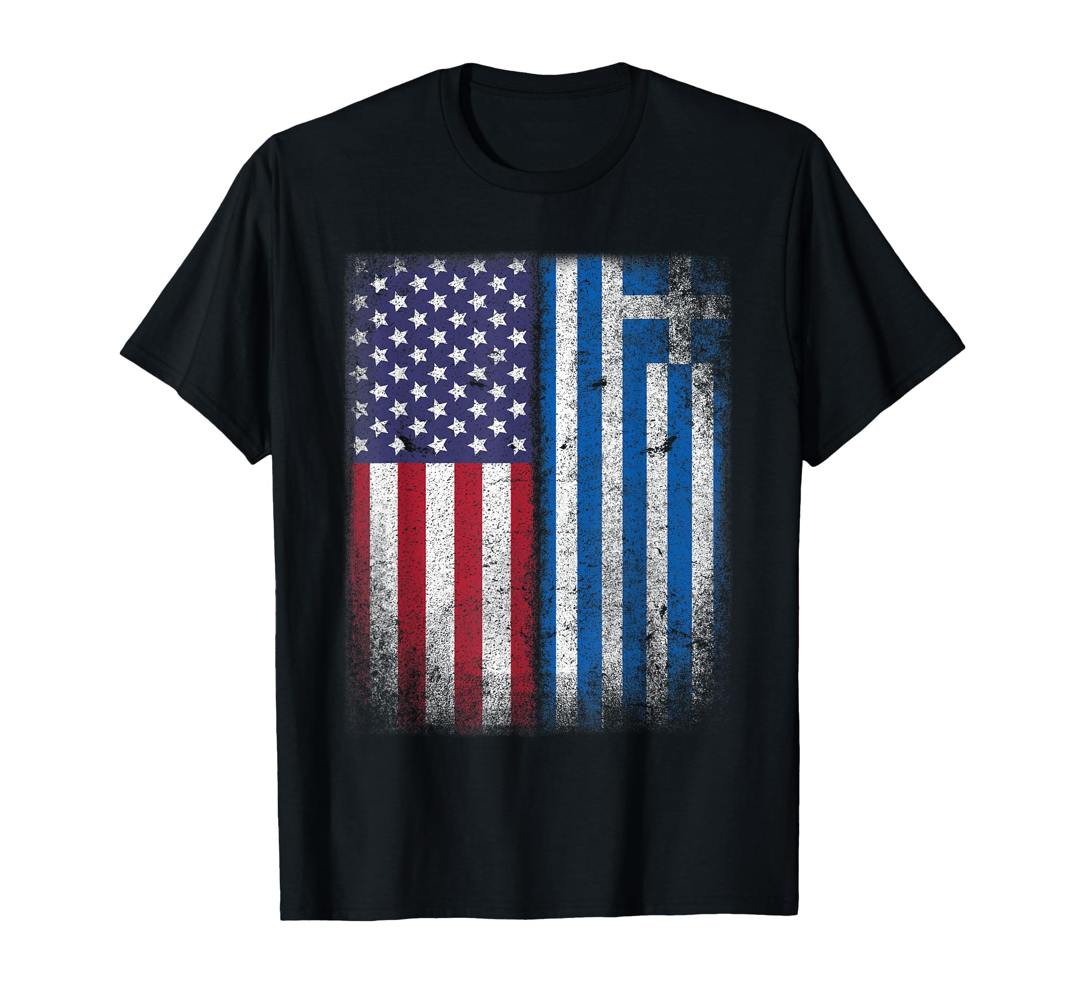 American Greek Flag USA Heritage Greece Half Root DNA Combo T-Shirt