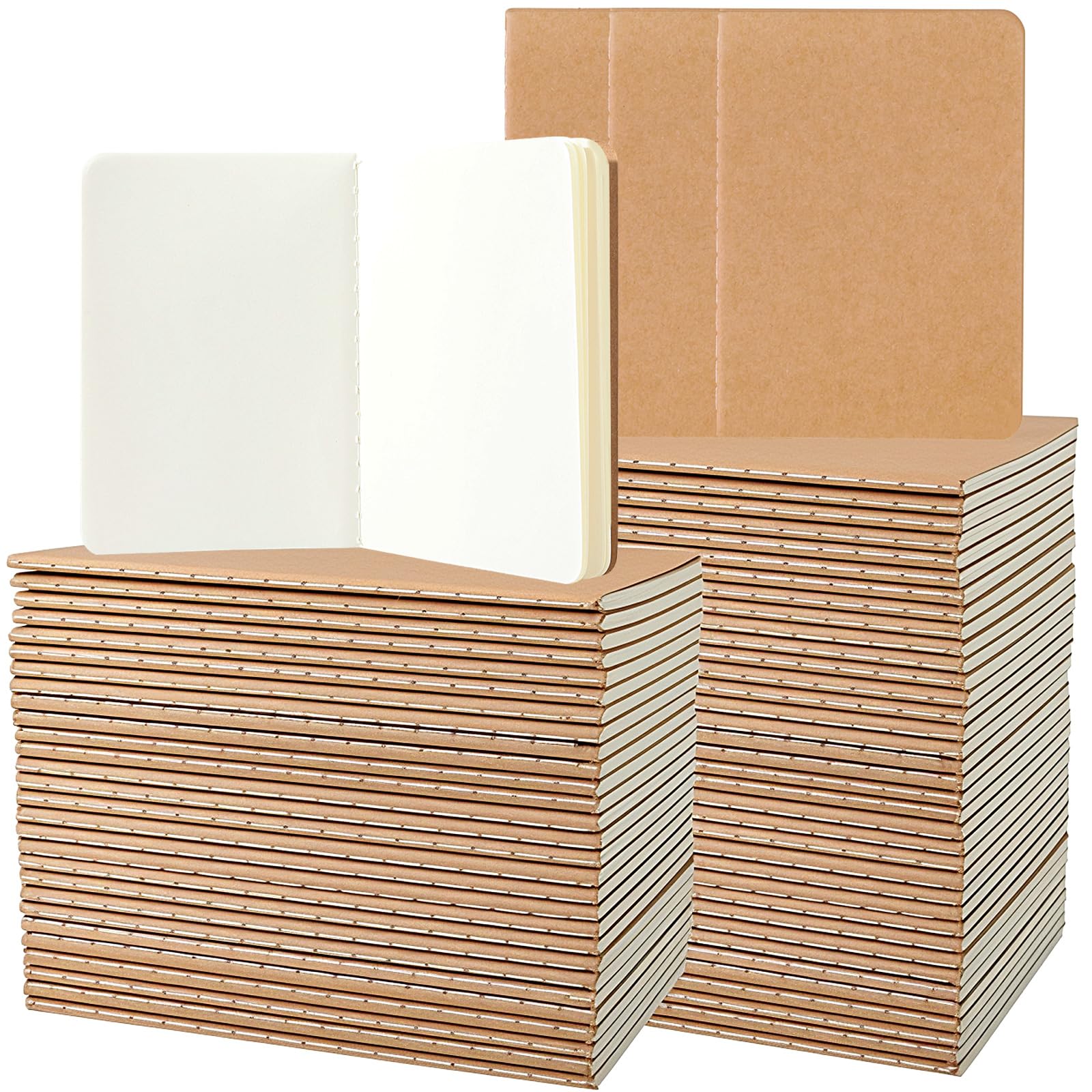 CoZyden Lot de 64 mini carnets de notes en vrac de 8,6 x 12,7 cm en papier vierge pour enfants, 30 feuilles/60 pages Marron