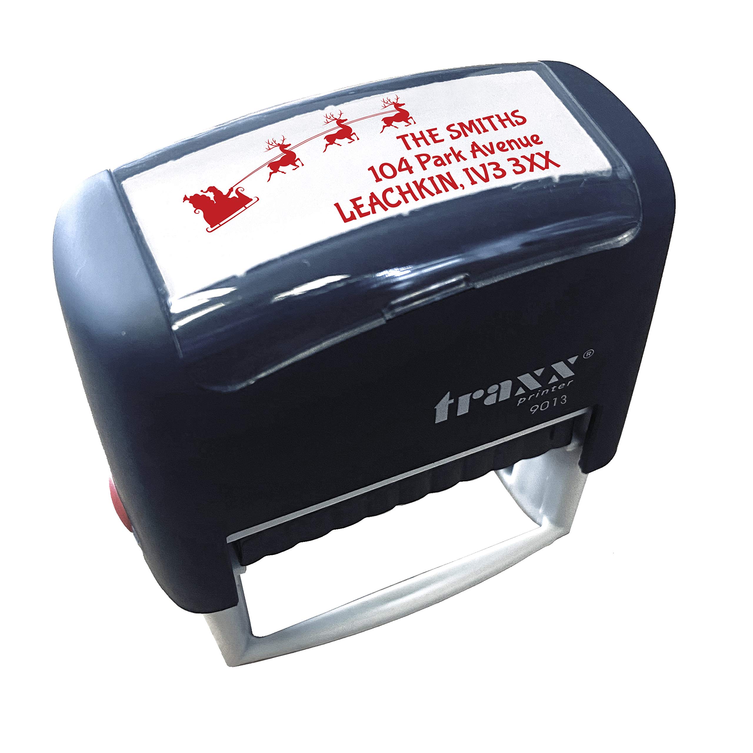 Santa Sleigh Christmas Mail Self Inking Stamp in Red Ink, Santa Claus Post Office Mail Stamp - Imprint 13 Stamp Design 4U