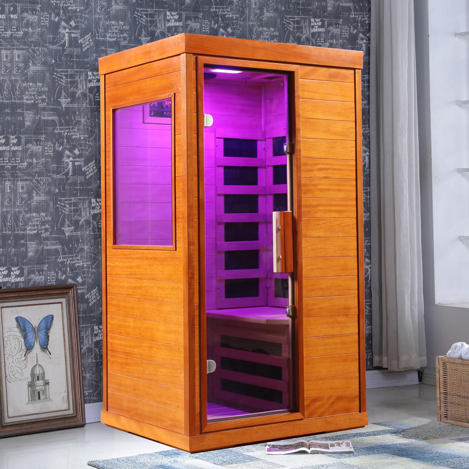 GDFStudio 35.4" Single Person Far Infrared Sauna Room Indoor Low EMF Cabin 110V 1120W Car…