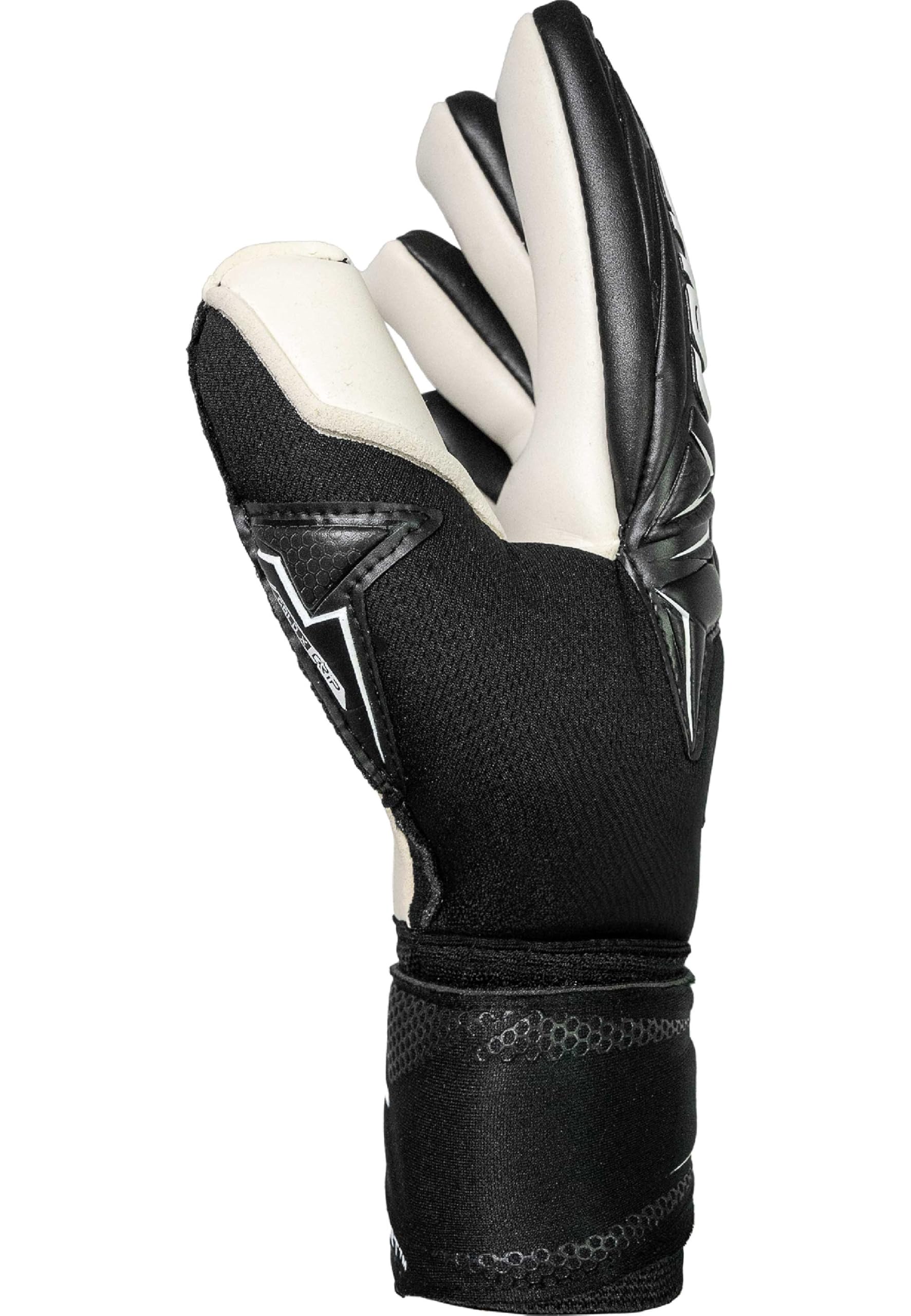 Reusch Guanti da portiere professionale adulti | Protezione delle dita | ottima presa, traspiranti, allenamenti e partite, erba sintetica e naturale, Taglie 7,5-12, Attrakt Gold X NC Finger Support