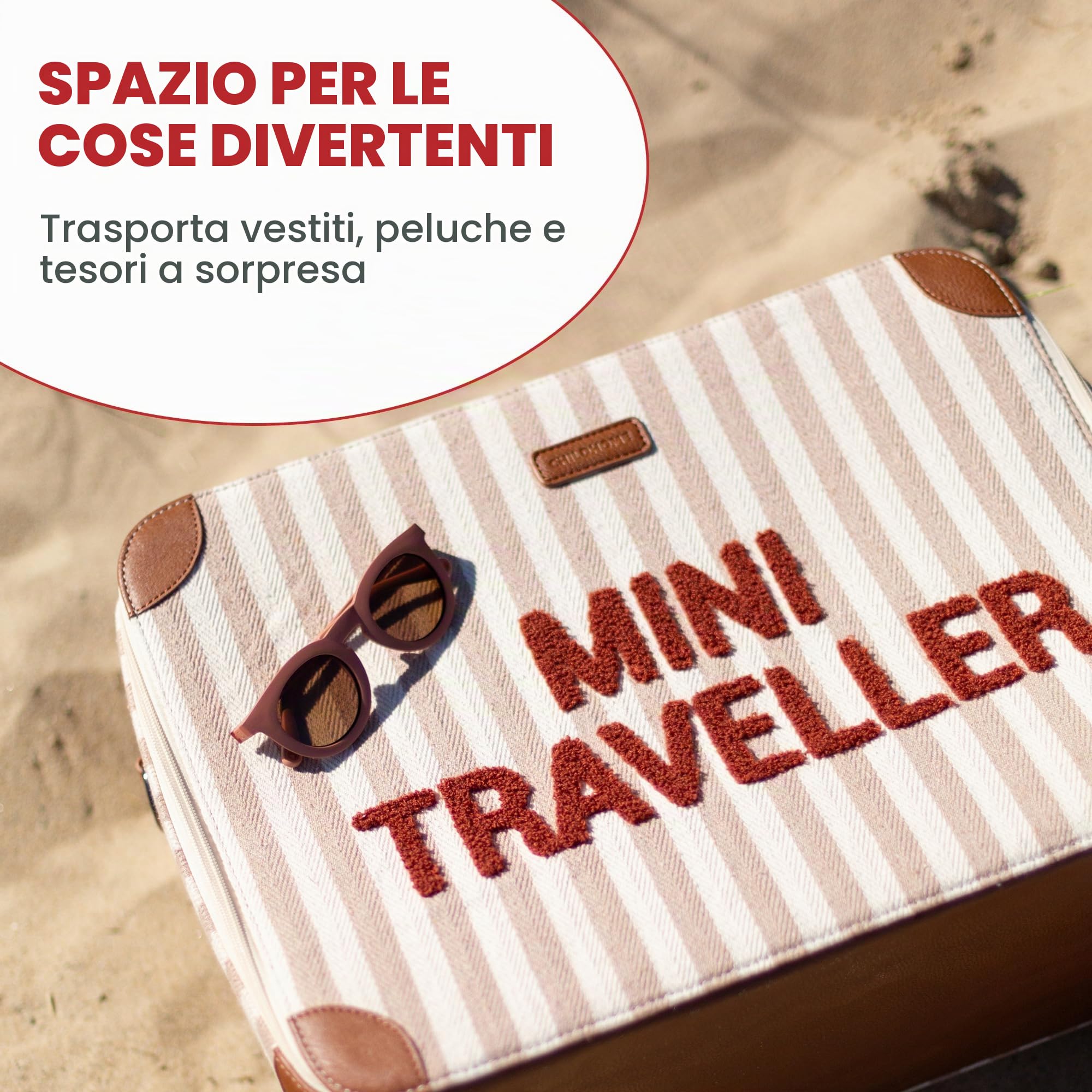 Childhome, Valigia per bambini, Weekend, formato cabina, bagaglio a mano, compatto, resistente, con maniglia per il trasporto semplice, etichetta nome, design, finta pelle, misto, mini viaggiatore,