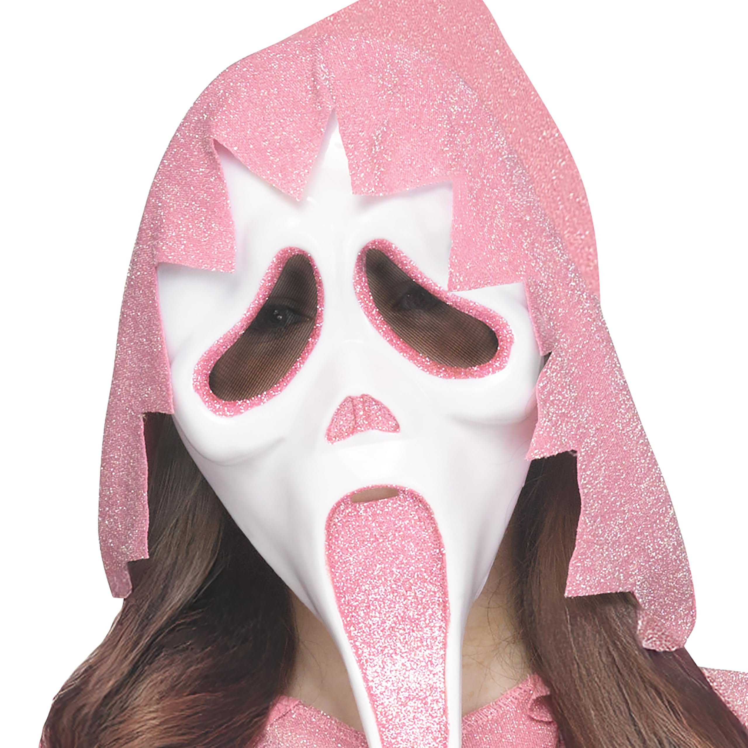 Fun World Girls Shimmer Ghost Face Costume: Medium 8-10 Pastel Pink