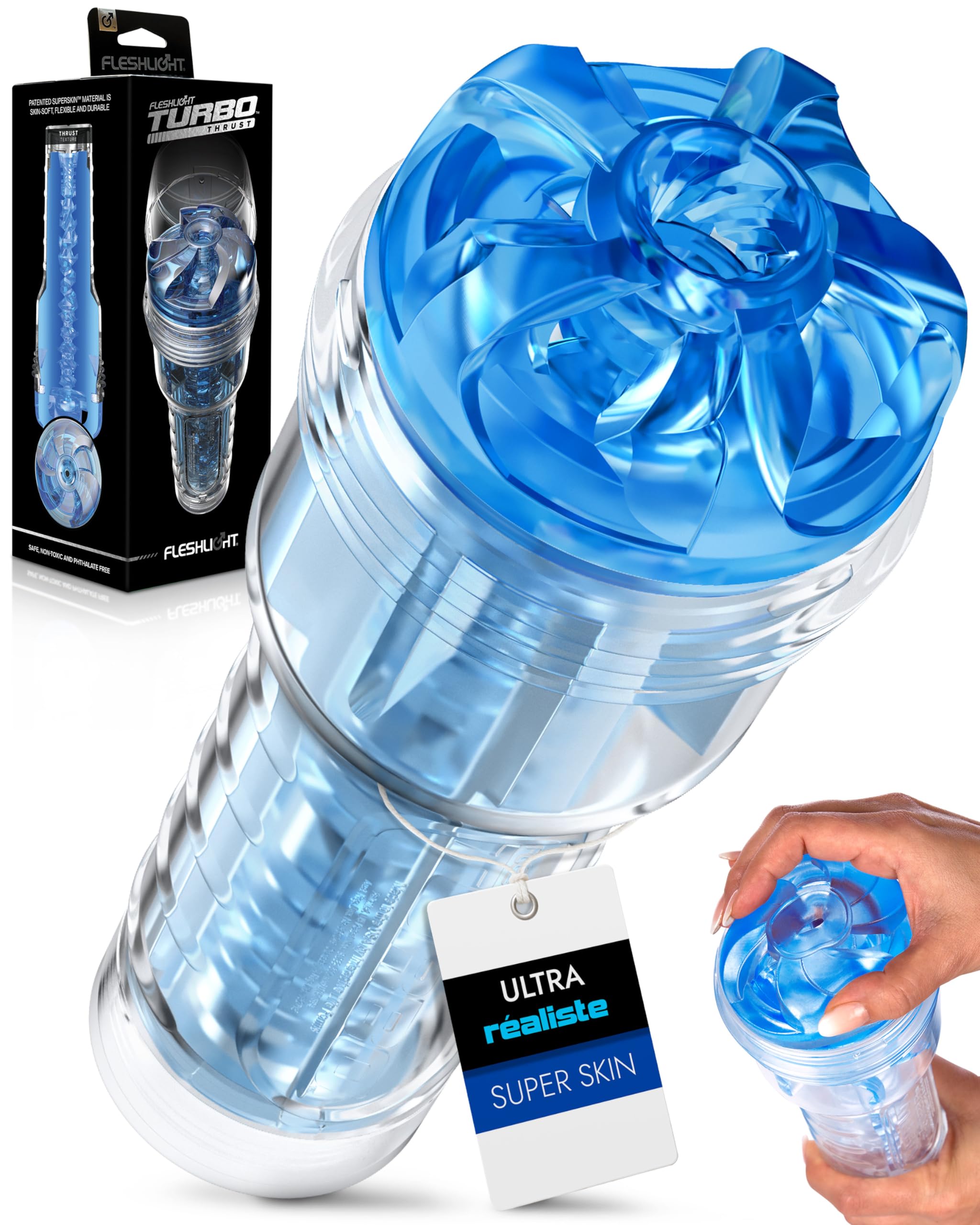 Fleshlight Turbo Thrust - Blue Ice - Masturbateur Homme Real Experience - Sensation Intense - Facile à Nettoyer