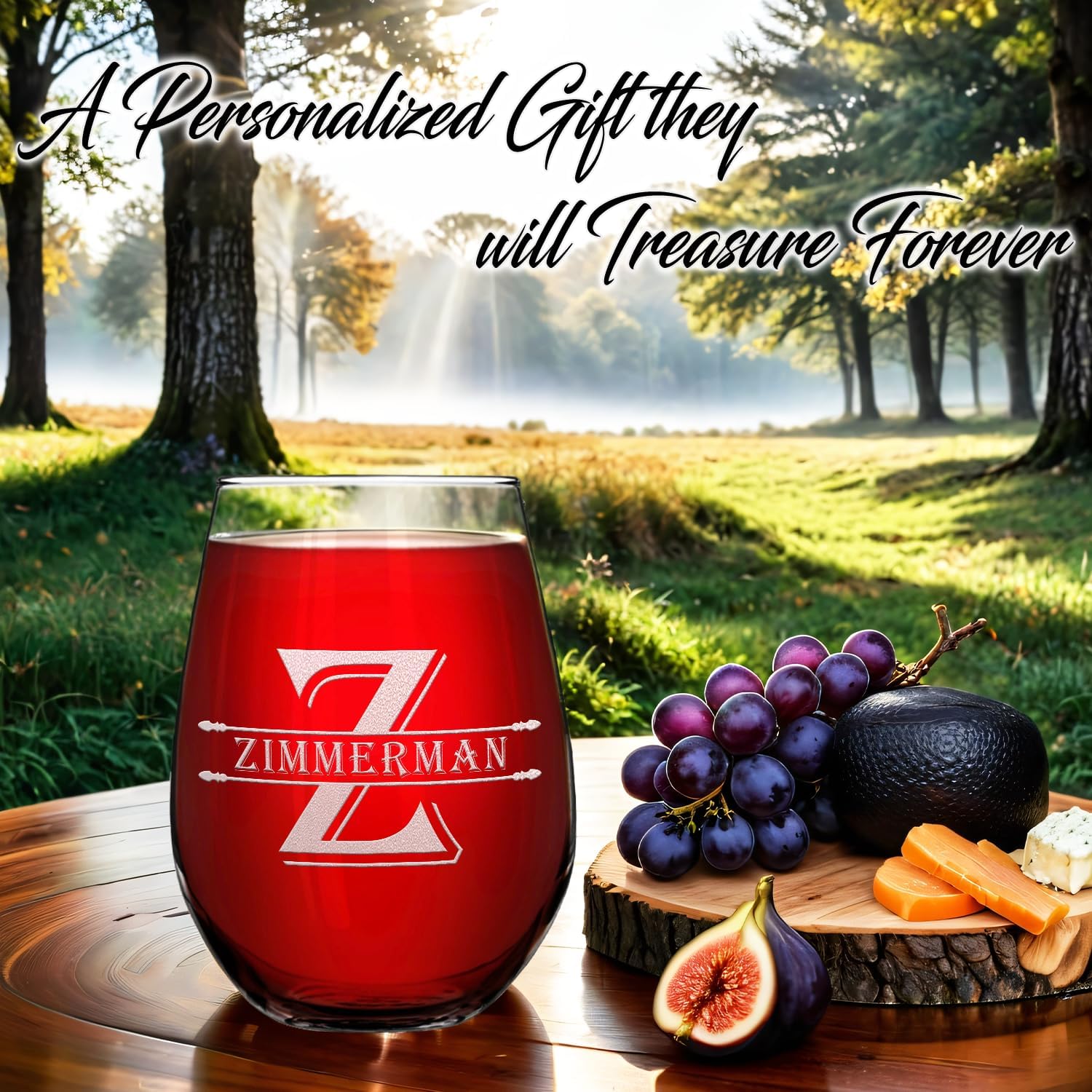 Personalized Wine Glass Set of 2 with Initial and Name 17 oz Custom Engraved Stemless Wine Glass Gift for Women, Birthdays, Mother's Day, Party Decorations for Mom