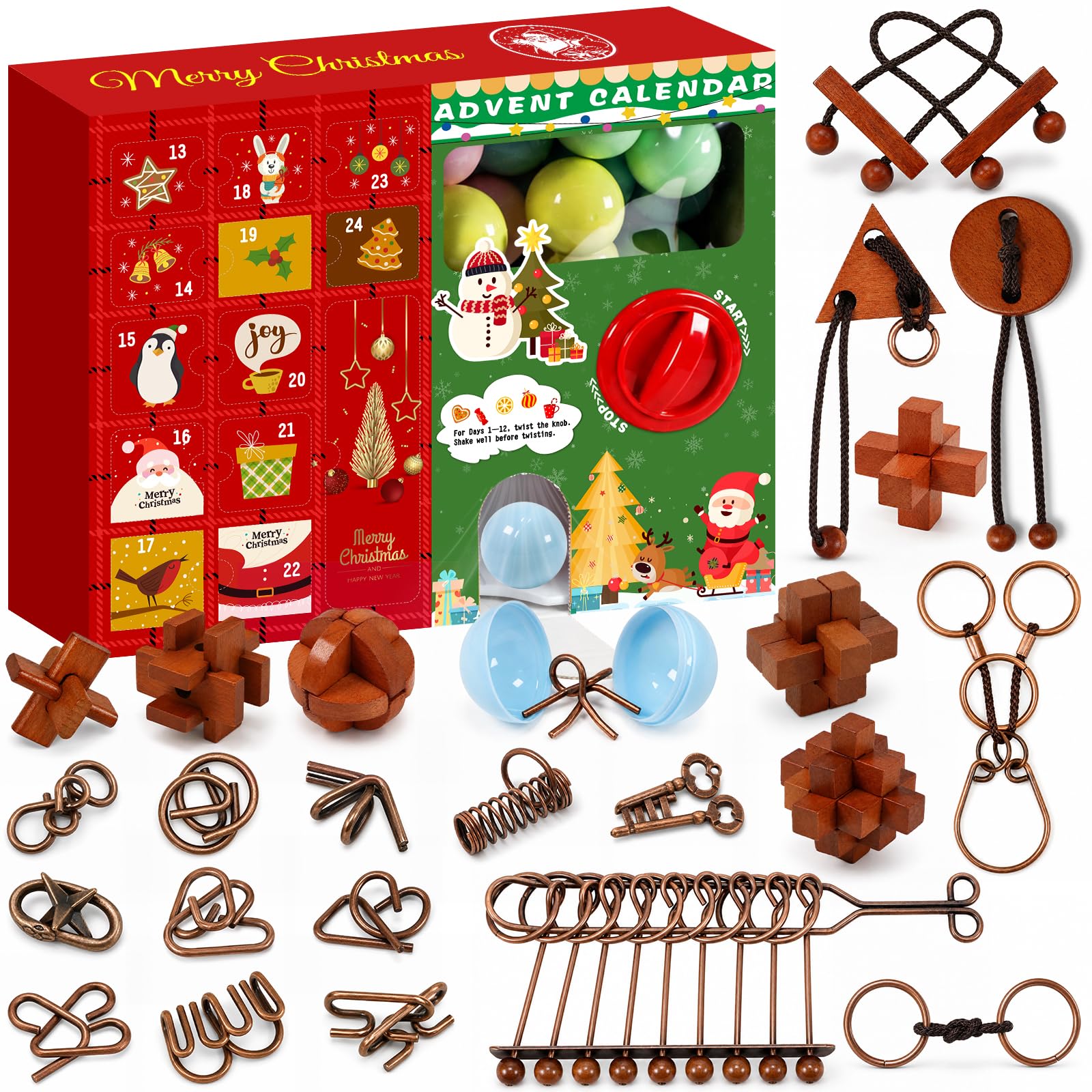 pidouzim 24 Pcs Brain Teaser Puzzles Advent Calendar 2026