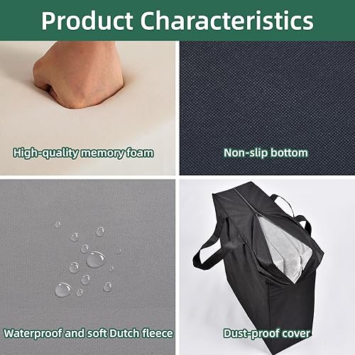 Miniatura 5 de Colchón plegable de espuma viscoelástica, colchón de cama triple con cubierta antipolvo, portátil, impermeable, para dormir al aire libre, plegable,