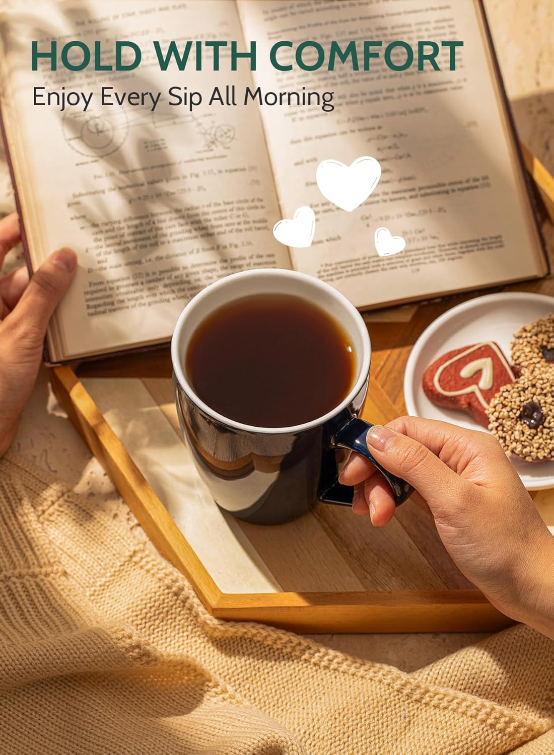 Sweese Porcelain Coffee Mugs - 16 Ounce (Top to the Rim) for Coffee, Latte, Tea, Cocoa, Set of 4, Navy - Image 4