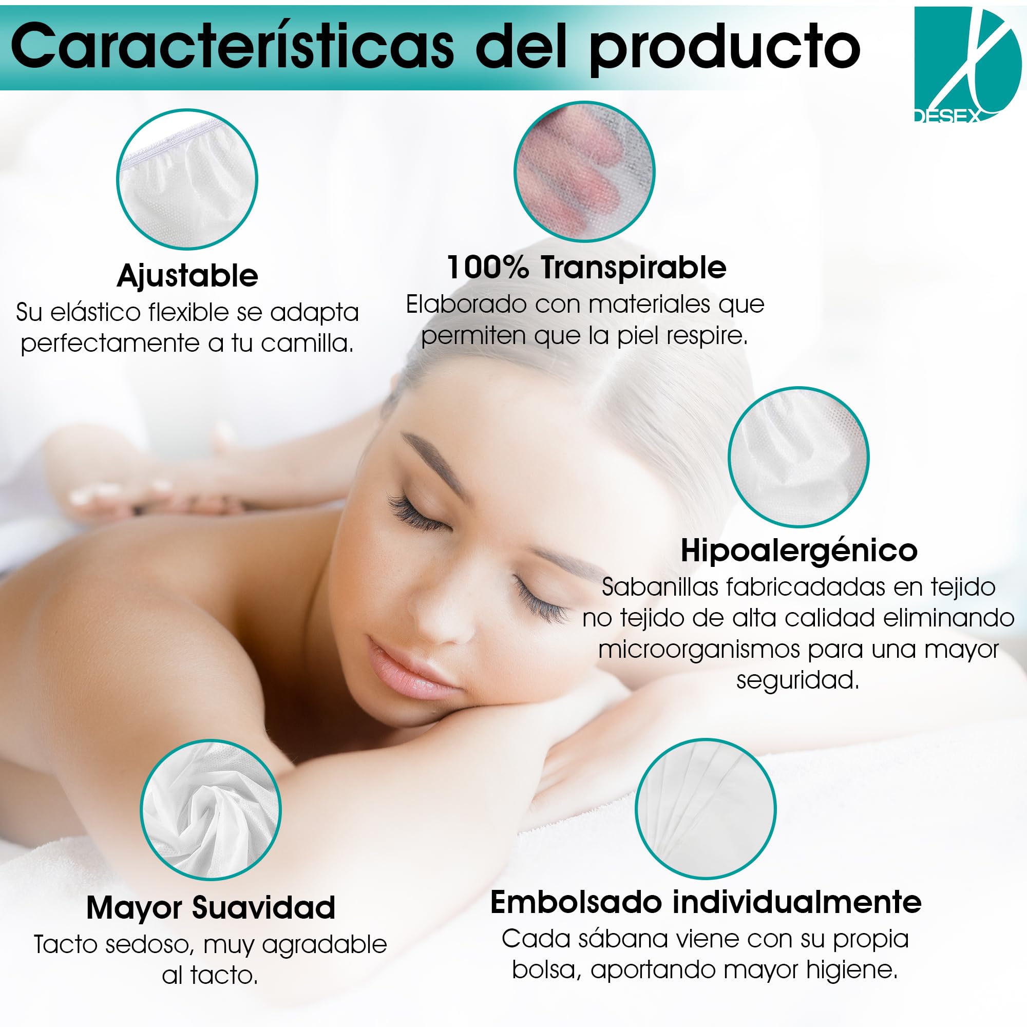 Sábanas Desechables Ajustables Camilla Masaje/Funda Camilla (20g) TNT/Sabanillas Hipoalergénicas para Clinicas, Salones de Belleza, Hoteles o Uso Personal (95x220cm, Caja 10uds)