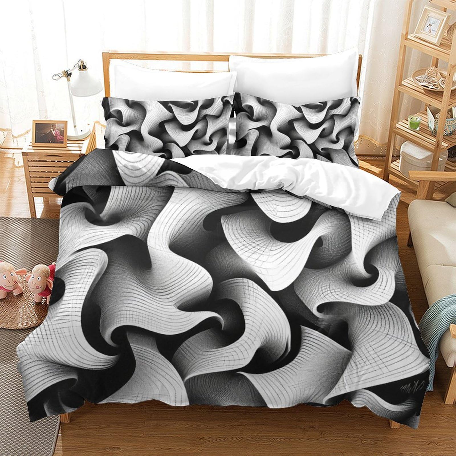 Parure de lit 260x220cm microfibre thermorégulatrice entretien facile sans pli