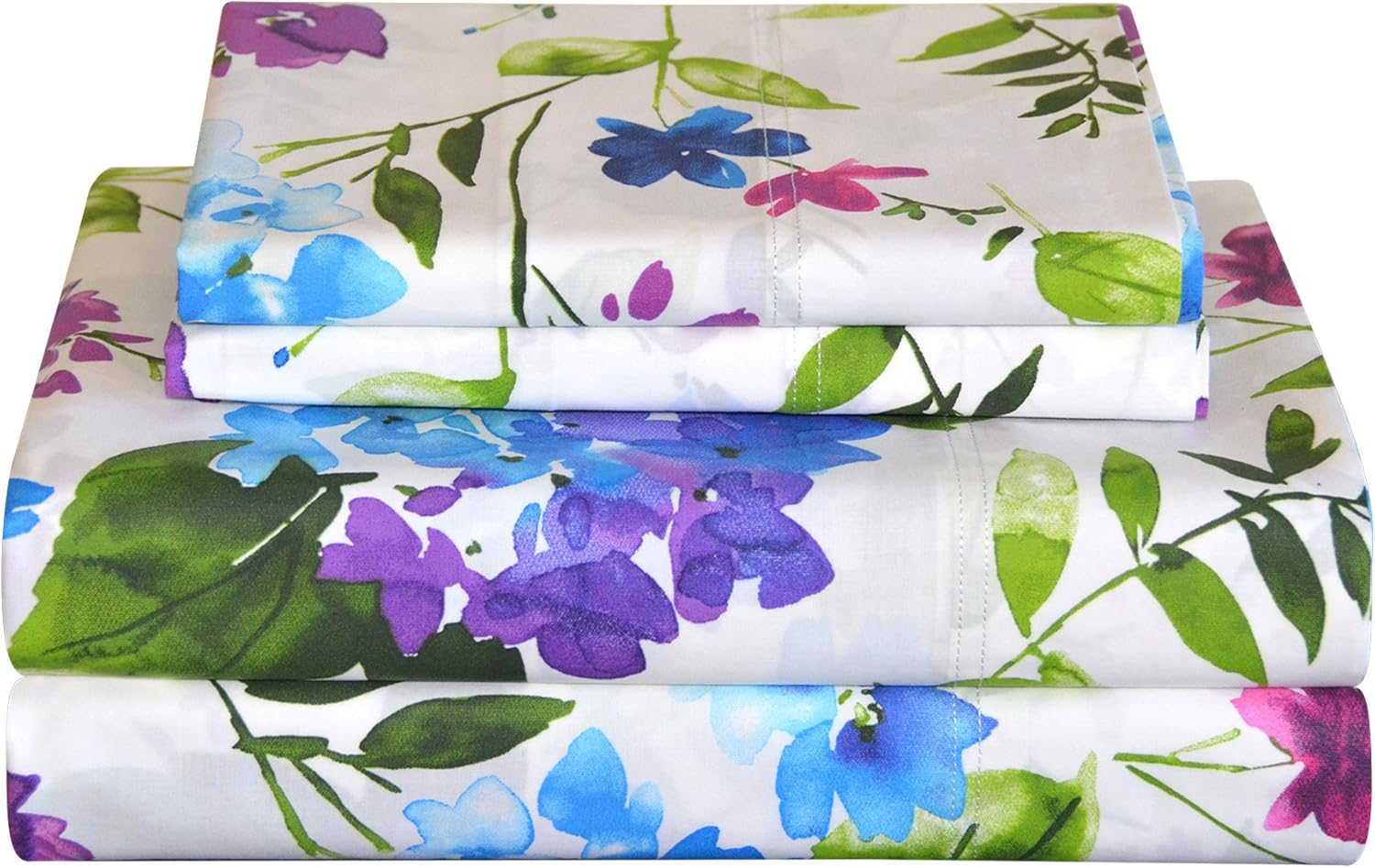 Pointehaven Bedding 4 Pieces Queen 100% Cotton Percale Sheets- Printed Bed Sheet & Pillowcase Sets- Soft Cotton Bed Sheets Set- Fits Mattress 19 inches Deep Pocket (Queen, Prima) - Thumbnail 3