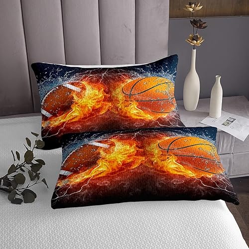 Miniatura 9 de Erosebridal Juego de edredón deportivo para niños, tamaño Queen, juego de colcha de fútbol para niños, adolescentes, baloncesto, fútbol, funda de