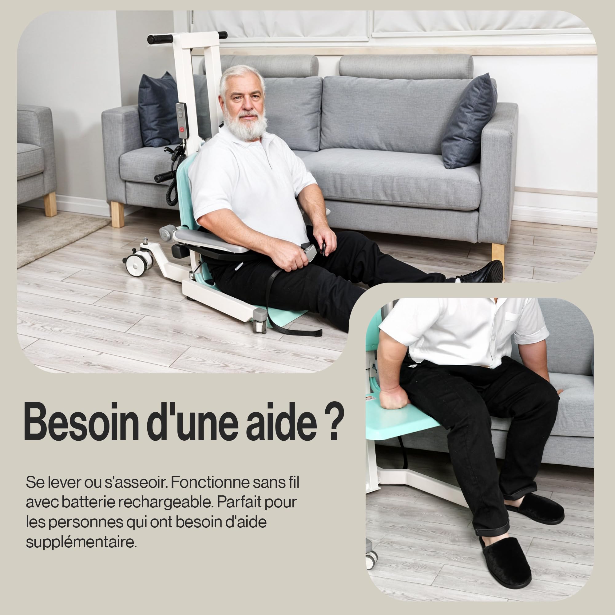 SuperHandy GoRise Élévateur électrique au Sol – Capacité de 227 kg, Assistance à la Verticale, Portable, réglable, Ergonomique, Rangement Facile, en Attente de Brevet (TX (Lève-Transfert))