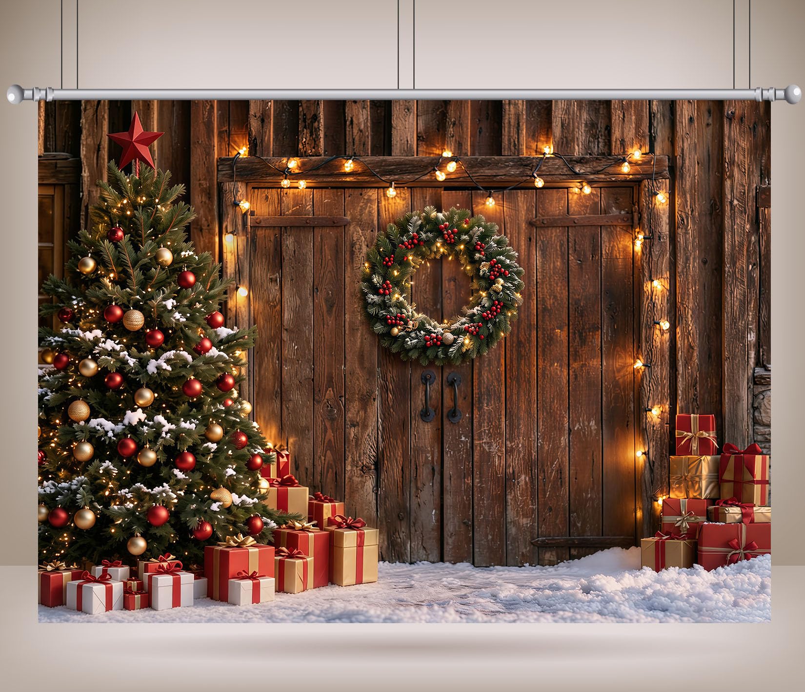 12x10FT Baita di Natale Innevata Sfondo Fotografico