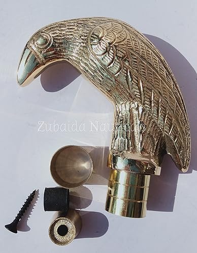 Miniatura 6 de Antique Embossed Solid Brass Raven Crow Head Handle for Walking Stick Canes Shaft