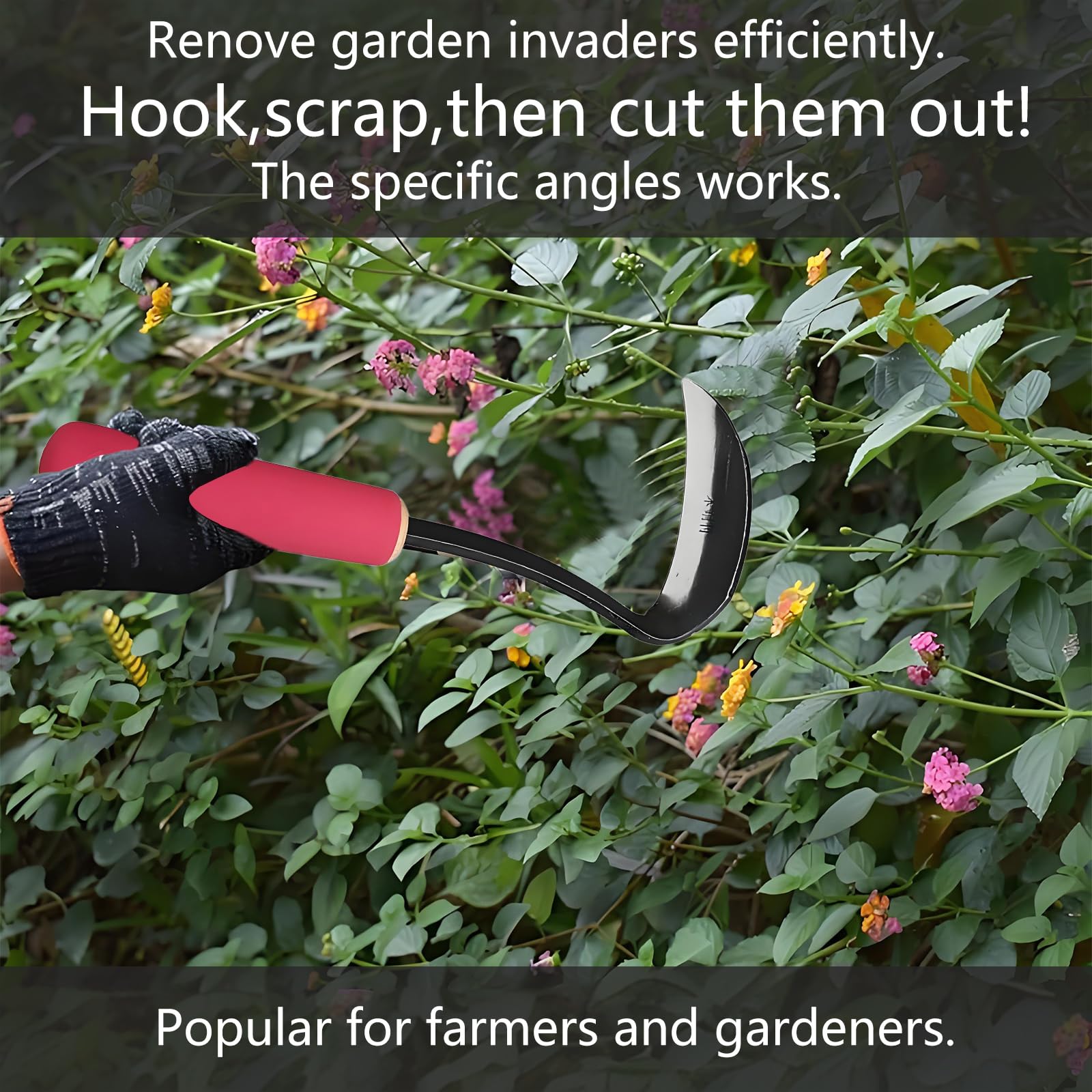 Herramienta japonesa para hoz de jardinería, azada de mano, hoz de deshierbe, herramienta para quitar malas hierbas, hoja muy afilada, con mango de manga suave, herramienta extractora de