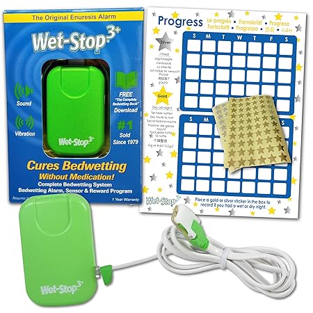 Wet-Stop3 Green Bedwetting Enuresis Alarm with Sound and Vibration, Comes in 3 Color Options, Curing Bedwetting For Over 35 Years