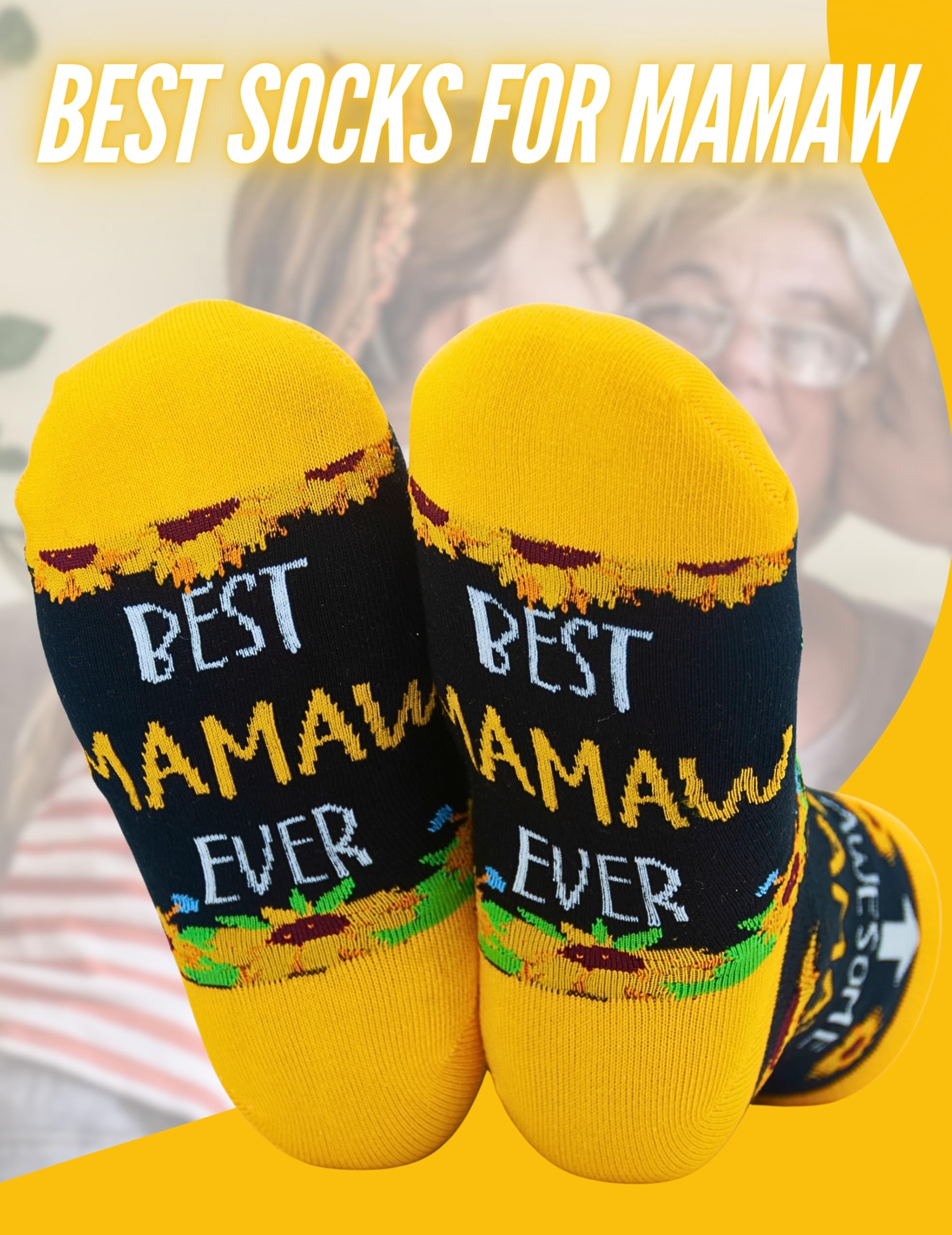 InnoBeta Mamaw Gifts, Mothers Day Gifts for Mamaw, One Size Crew Socks on Mother's Day, Christmas, Birthday