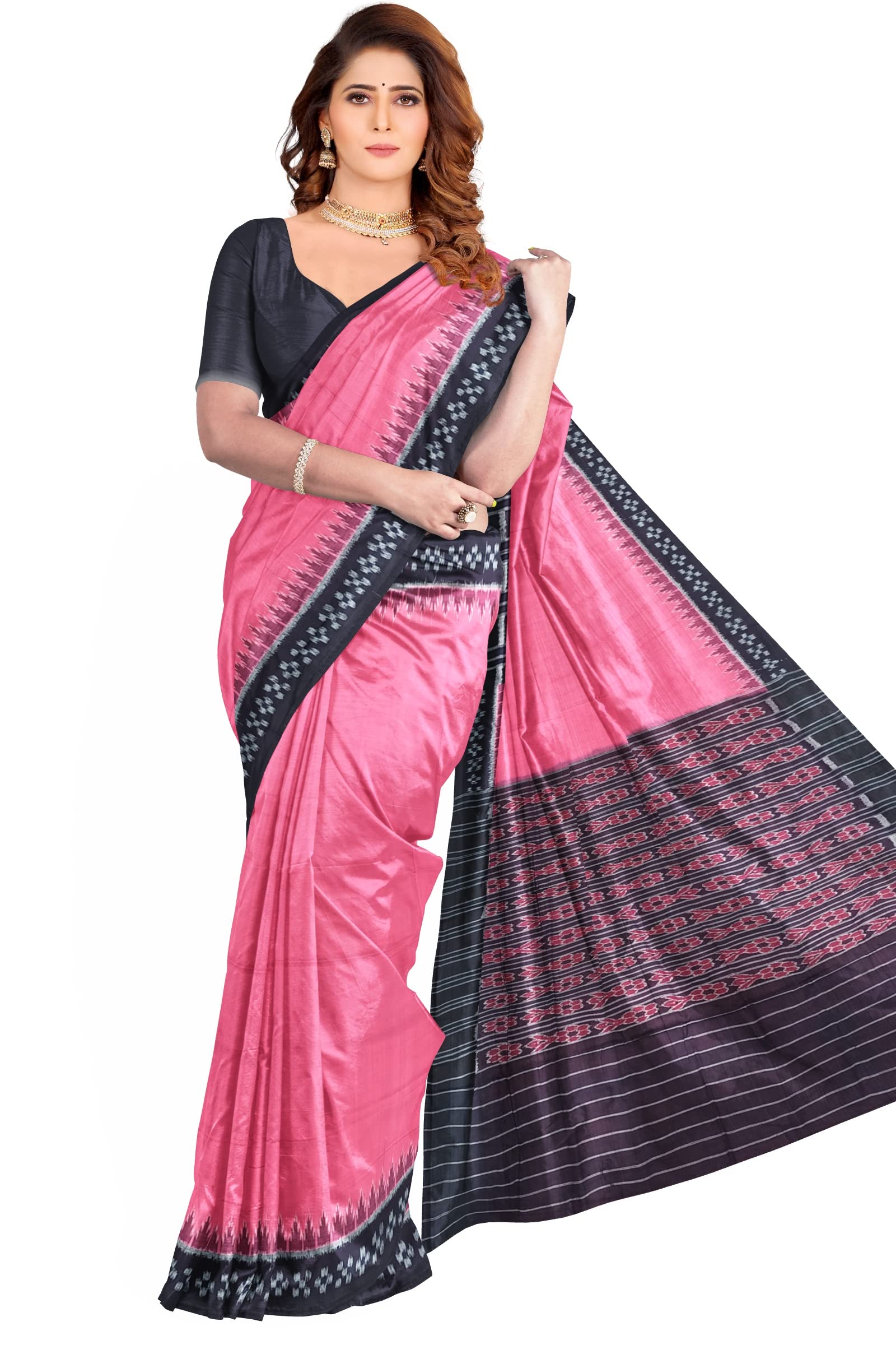 NUAPATANAPATAodisha handloom Saree, Handmade pure cottan Saree, Khandua Natural cottan Ikkat, sambalpuri Saree For Women, Ethnic Wear,Traditonal Handloom Saree Without Blouse piece, (PP134)
