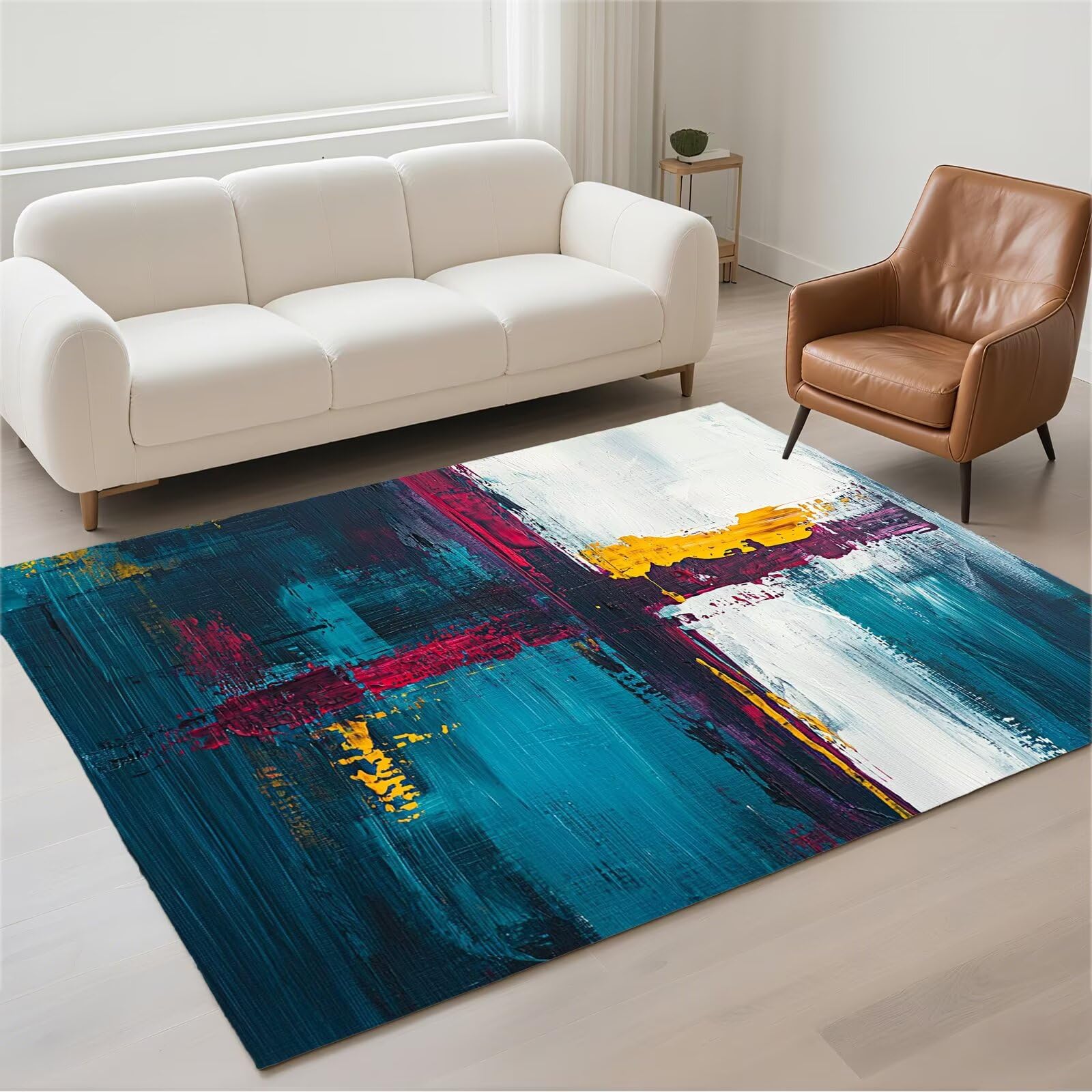 Tapis salon 120x180cm moderne et lavable pour couloir