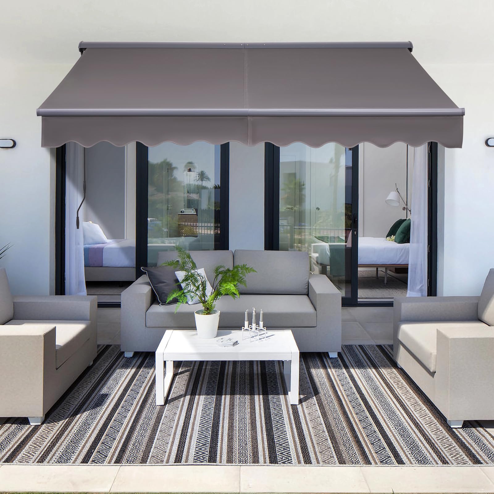 Canopée Store Banne Manuel Semi Coffre Gris 4 x 2.5m – Store Rétractable pour Terrasse, Balcon et Jardin – Manivelle à Gauche – Aluminium et Polyester 280 g/m²