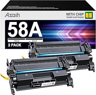 Asoih CF258A 58A Toner Cartridge Black (with Chip) Replacement for 58A HP Toner Cartridge 58A 58X CF258X Work Laser Jet Pro MFP m428fdw M428fdn, pro M404n M404dn M404dw M404 Printer, 2 Black