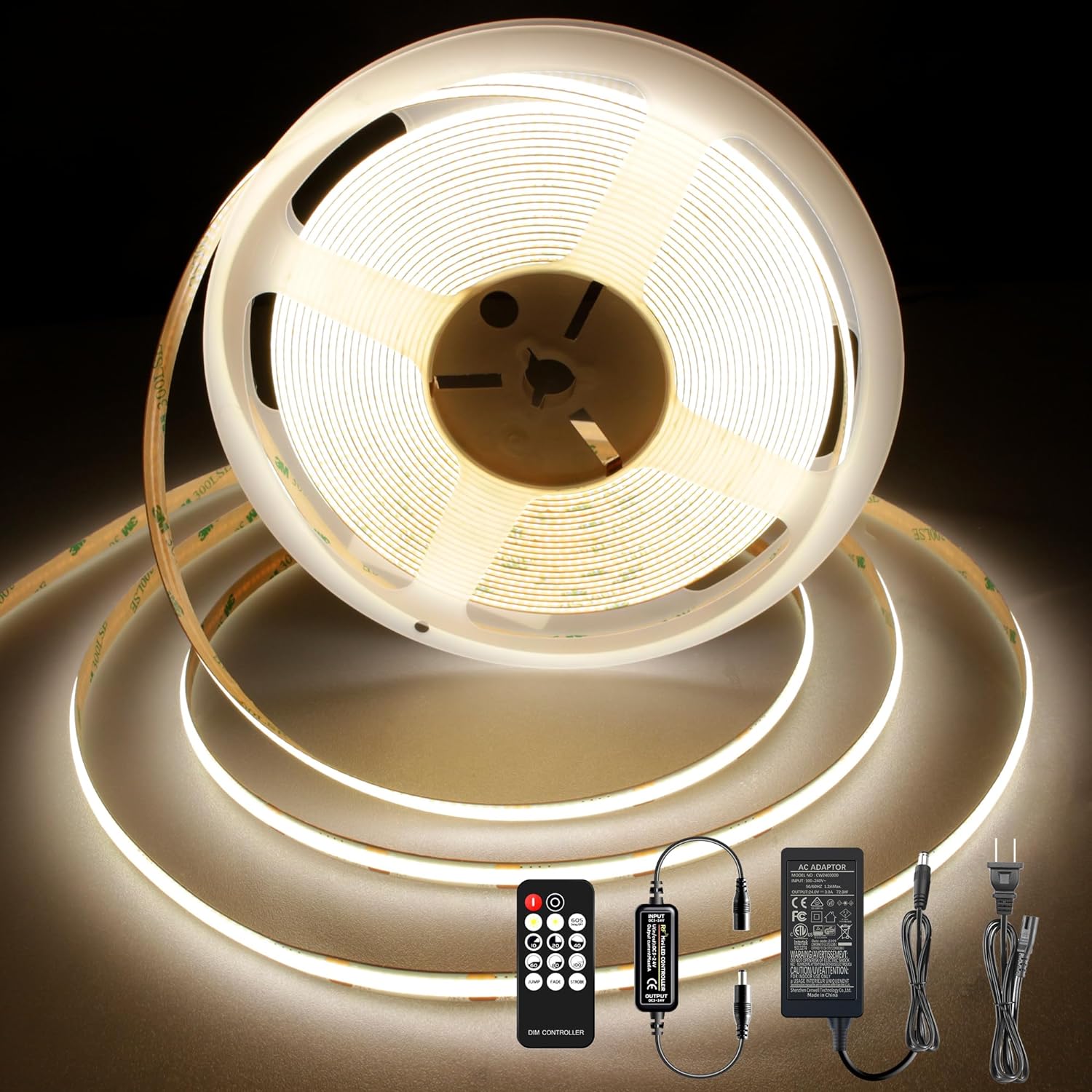 LED Strip Lights 10 Meter,Dimmable cob led Strip with Adapter and Remote,24V Strip Lights CRI90+ 8mm Wide 3840leds,Natural White 4000K Indoor led Tape,Perfect for Cabinet,Room,Kitchen,TV LED Strip Lights 10 Meter,Dimmable cob led Strip with Adapter and Remote,24V Strip Lights CRI90+ 8mm Wide 3840leds,Natural White 4000K Indoor led Tape,Perfect for Cabinet,Room,Kitchen,TV