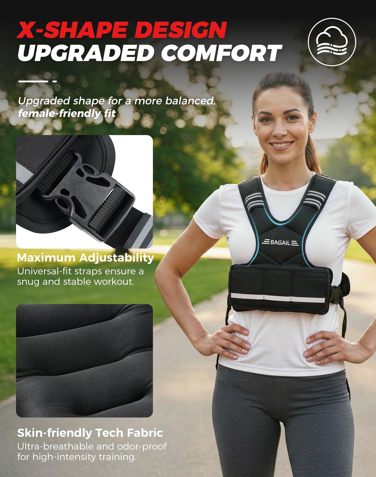 Bagail Gilet Lesté Pour La Musculation, Plaques De Fer Amovibles, Tour De Poitrine Réglable, Gilet De Fitness Robuste Pour Homme Et Femme,Le Yoga Et Les Exercices d'Aérobic.