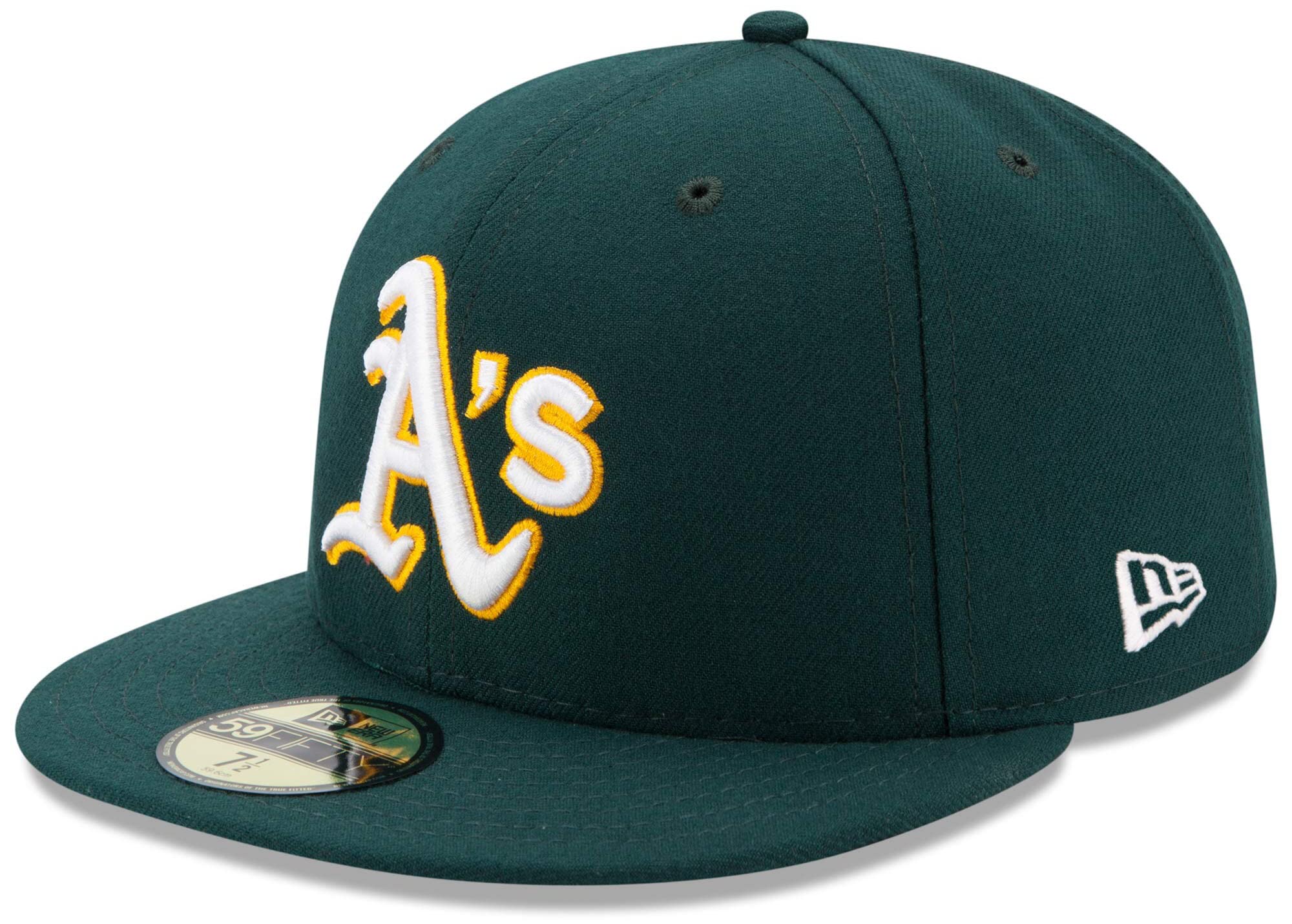 New Era MLB 59FIFTY Team Color Authentic Collection Fitted On Field Game Cap Hat (7 7/8, Oakland Athletics)