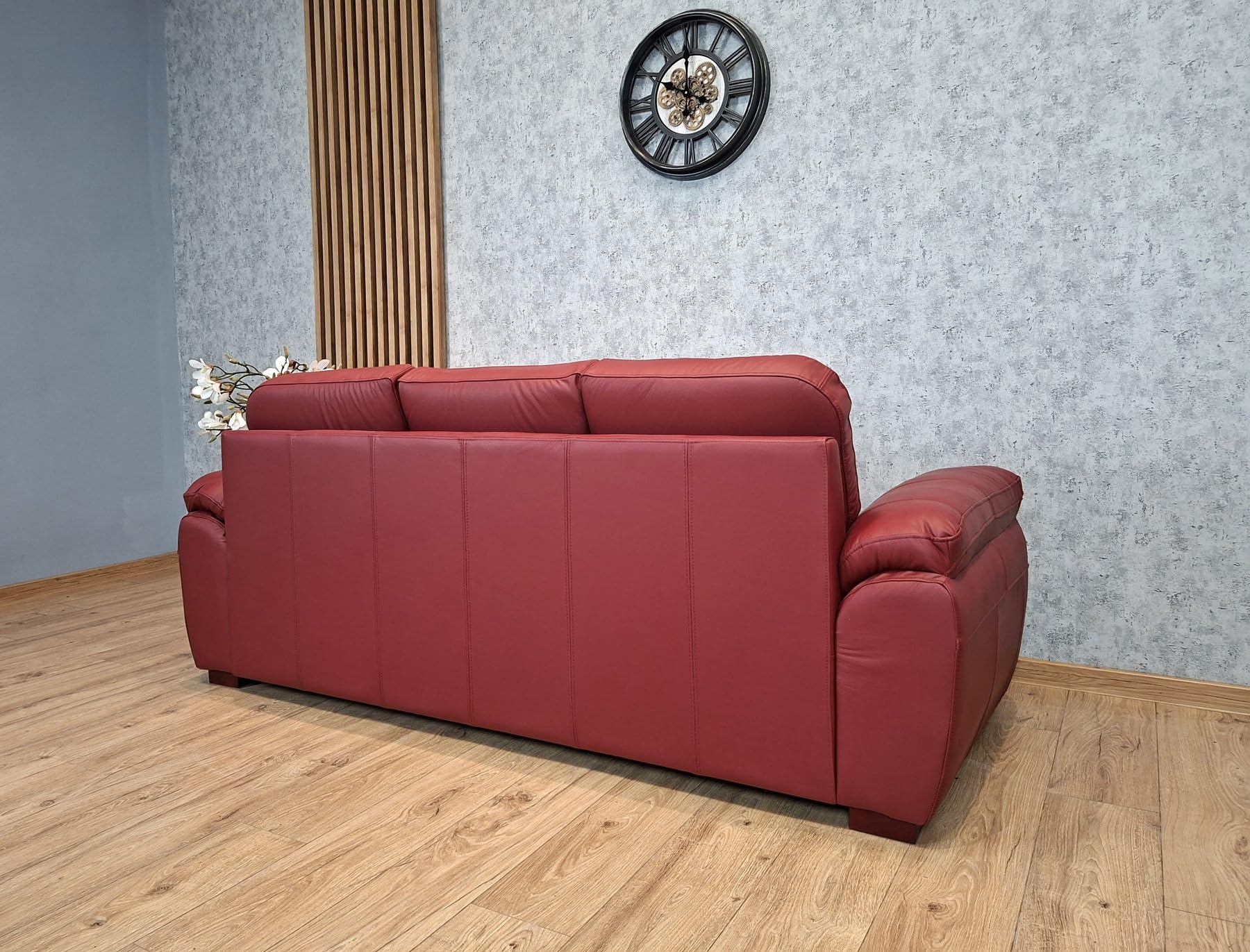 Comodo divano Oxford in pelle naturale italiana, 100% vera pelle, ampia scelta di colori (larghezza 230 cm)