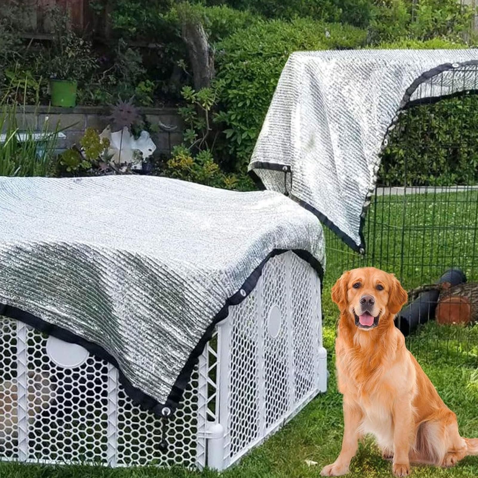Tela De Aluminio para Sombra, 75% Red De Sombreado Transpirable Y Protector Solar Tela De Sombra con Ojales Y Cuerdas Elásticas con Bolas para Planta Flor Gallinero Cochera(Size:3x6m/10x20ft)