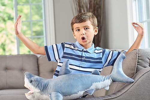 Miniatura 3 de Wild Republic Gran tiburón blanco de peluche, juguete de peluche, regalos para niños, océano vivo, 24 pulgadas, multicolor
