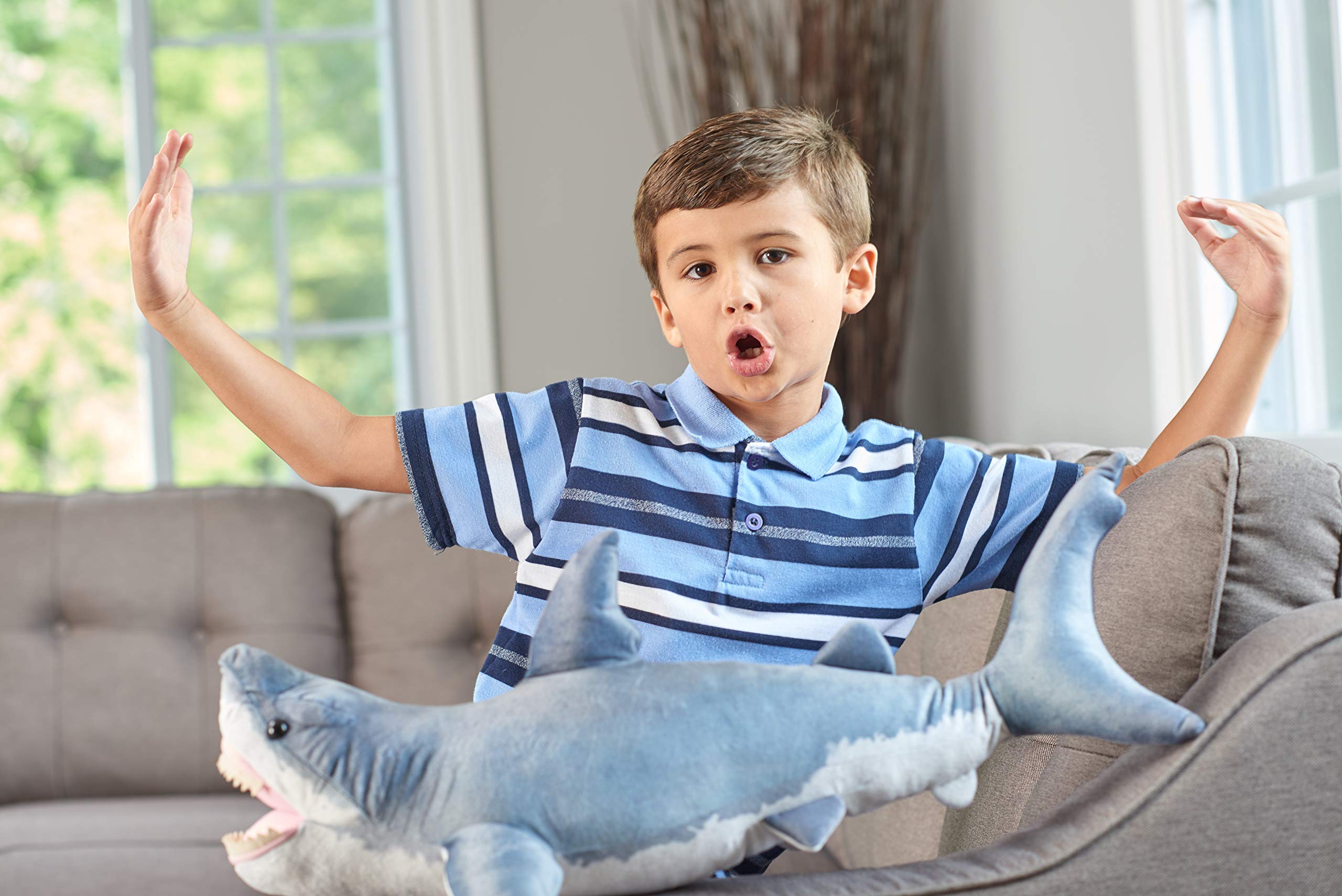 Wild Republic Great White Shark Plush, Stuffed Animal, Plush Toy, Gifts for Kids, Living Ocean 24 Inches,Multi - Image 3