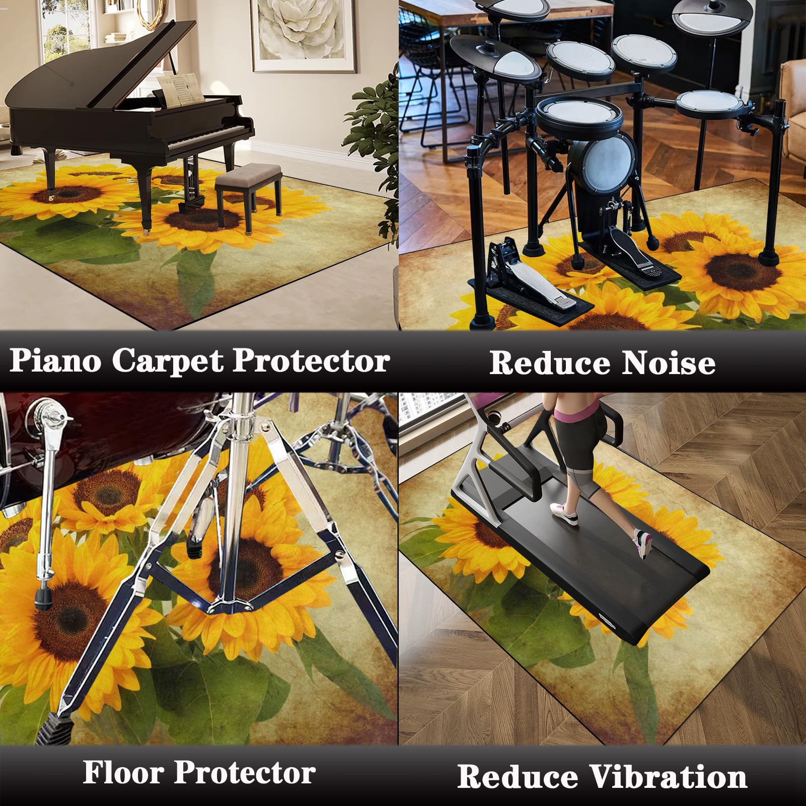 Elektrisches Schlagzeug Teppich, Drum Matte, rutschfeste Trommel Teppiche, Schallschutzdecke Professionelles Elektronisches Jazz Schlagzeug Kit, Schallschutzteppich für Studio, Wohnung 230 x 180 cm