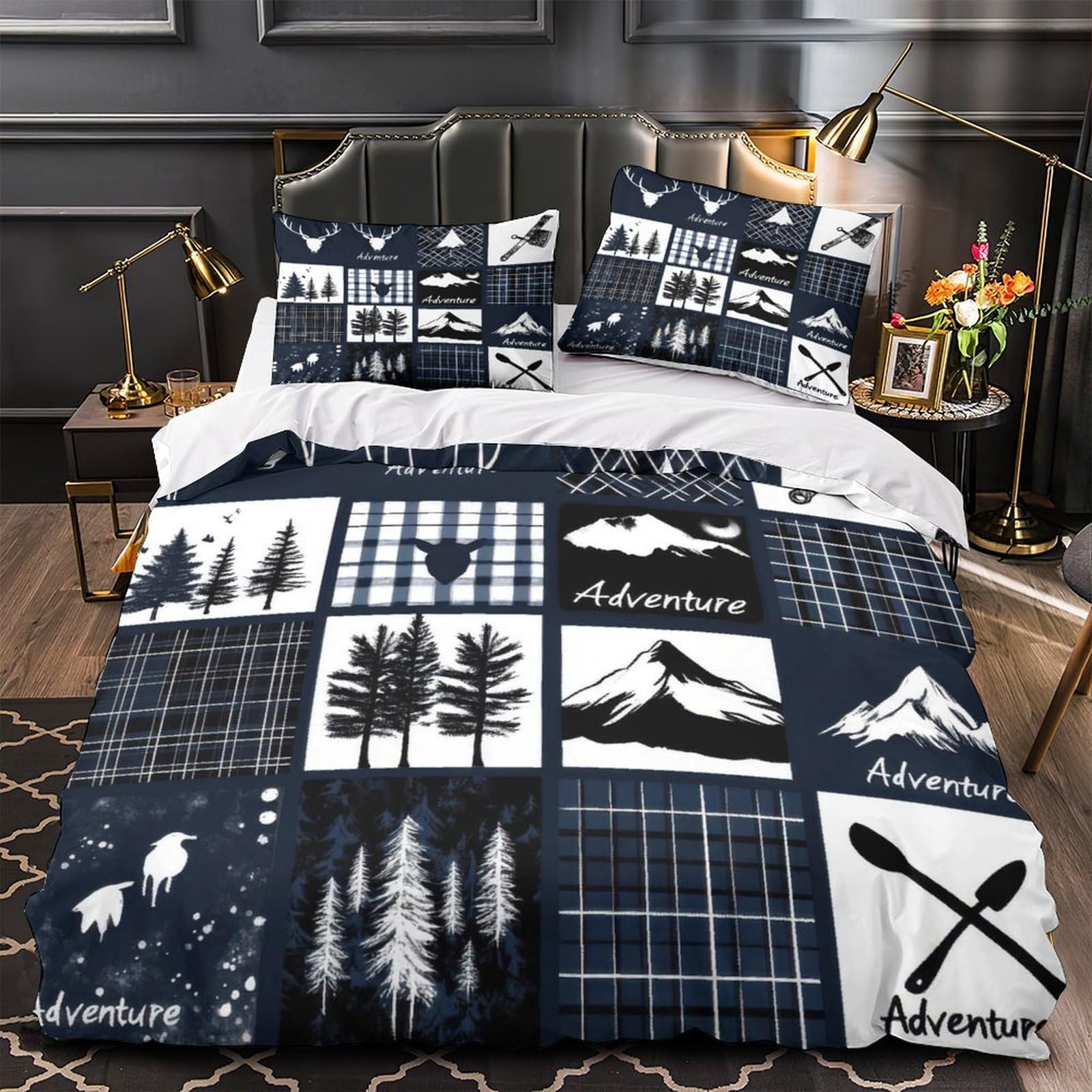 Housse de couette 3D microfibre respirante et résistante avec 2 taies d'oreiller assorties