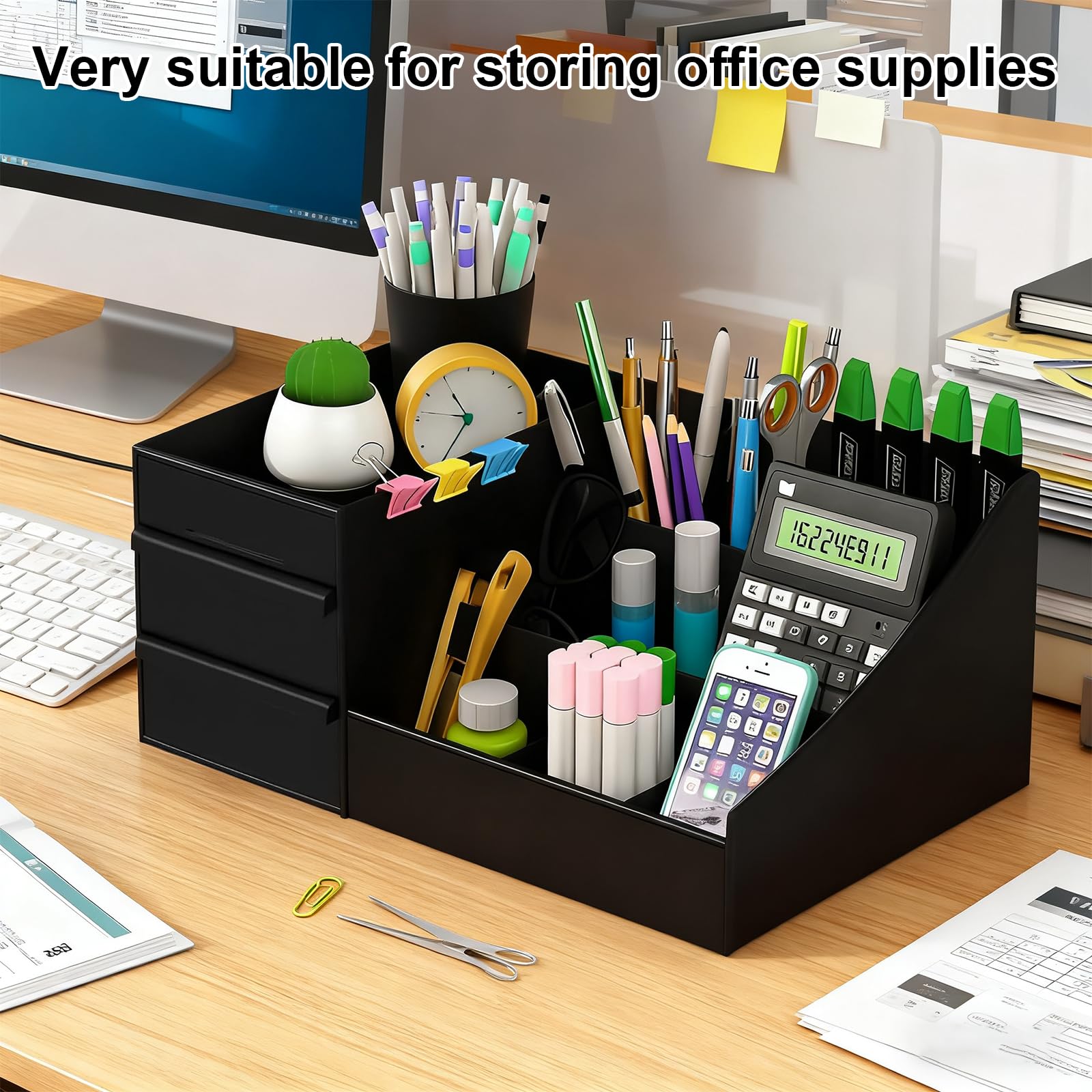 Make up Organizer con Cassetti, Portatrucchi Bagno per Makeup, Skincare, Profumi - Cassettiera Trucchi, Organizzatore Trucchi per Camera Toeletta, Regalo per Uomo (Nero)