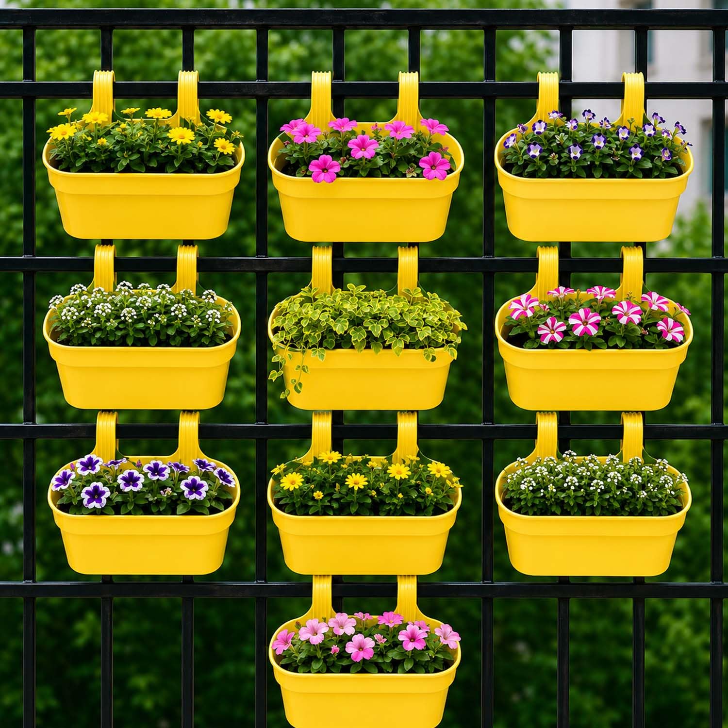 Go Hooked Railing Planters - 3 Hanging Flower Pots -27 Go Hooked Railing Planters - 3 Hanging Flower Pots -27