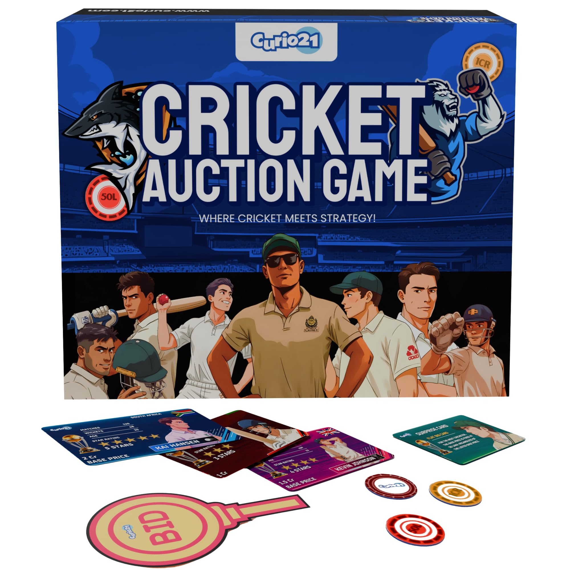 Curio21 Cricket Auction Game – Strategic Card & Bidding Board Game for Cricket Lovers | Fun Family & Friends Game | Sports Themed Party Board & Card Game | 2–5 Players-image-20