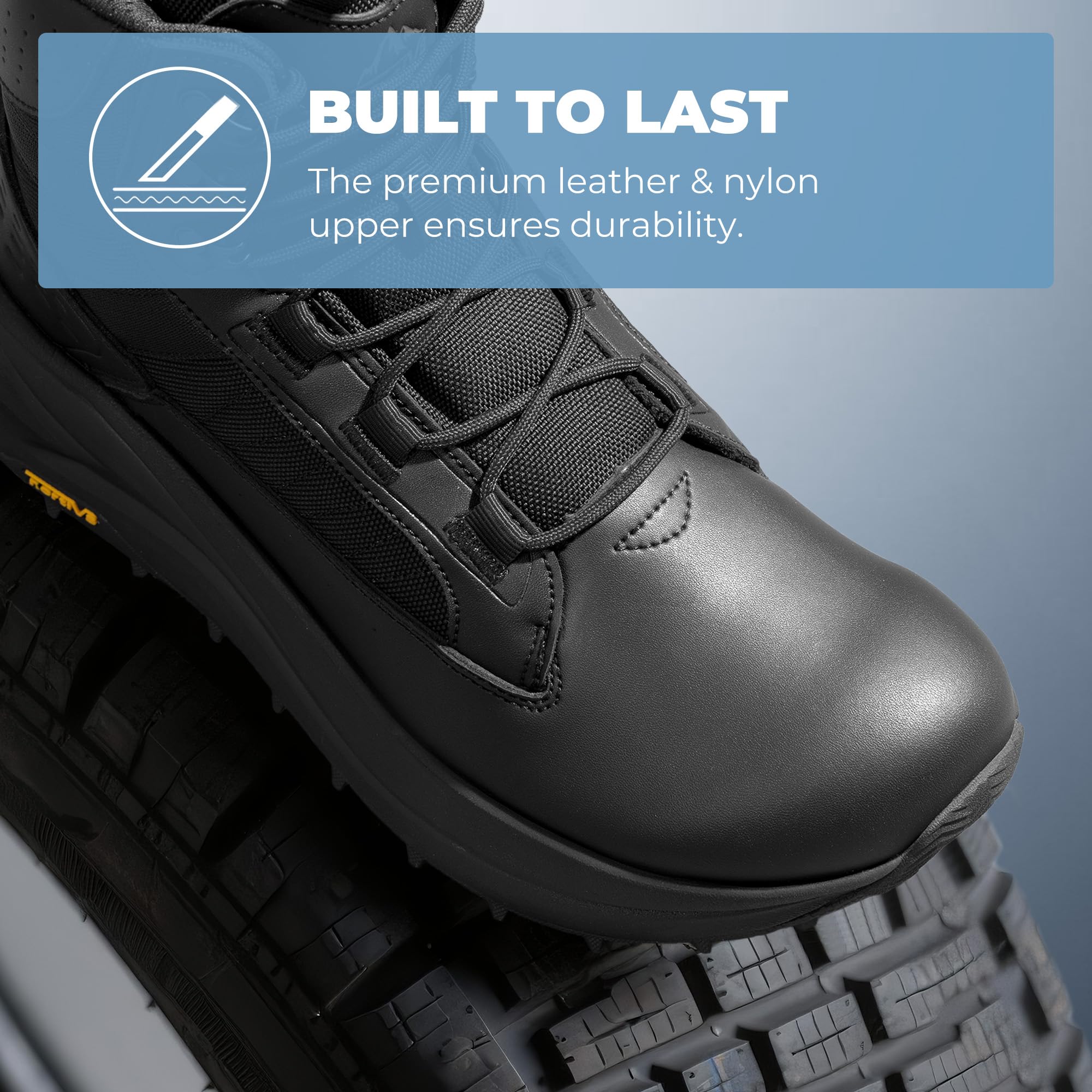 NORTIV 8 Men's Wide Toe Box Work Military Tactical Boots Barefoot Hiking Low Drop Leather Side Zipper Motorcycle Combat Boots Pikes