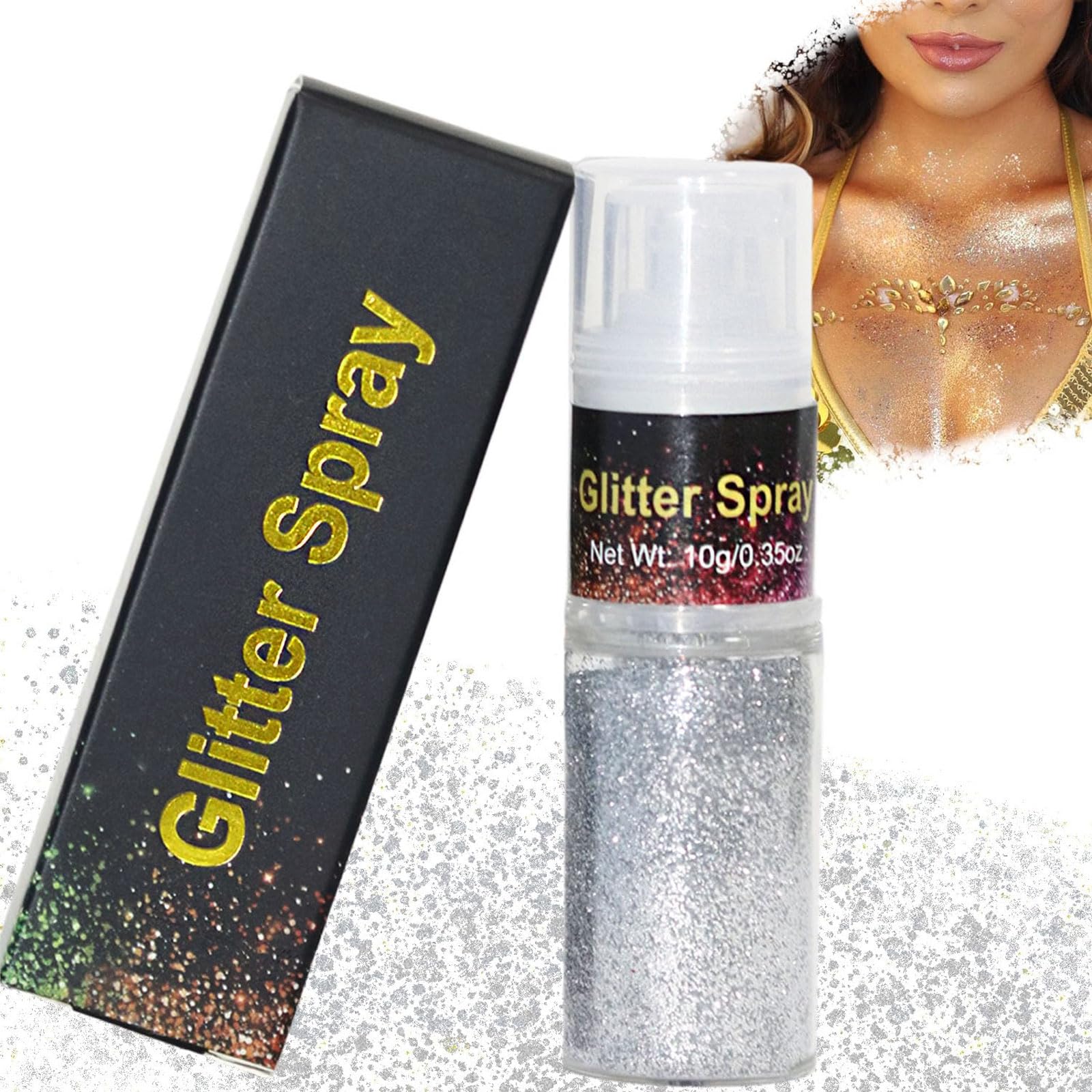 HTRUIYATY Glitter Spray per Corpo,Spray Glitter Brillantini per Capelli Polvere Ultrafine Glitter Make up per Tessuti Cosplay Festival
