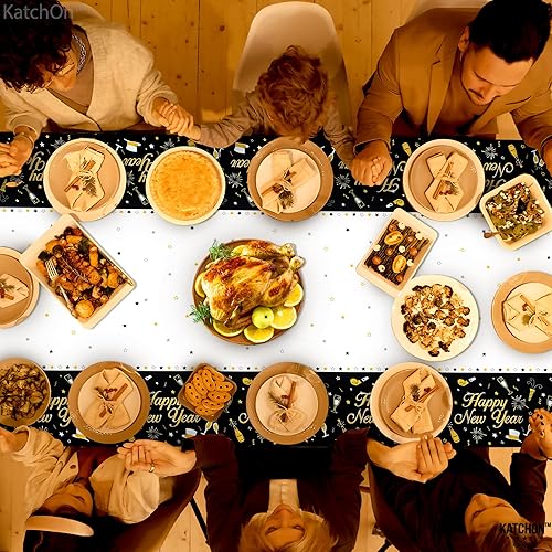 Miniatura 7 de KatchOn, Mantel XtraLarge de Año Nuevo, 108 x 54 pulgadas, paquete de 3, manteles de Nochevieja, suministros de fiesta de Año Nuevo 2025, mantel de