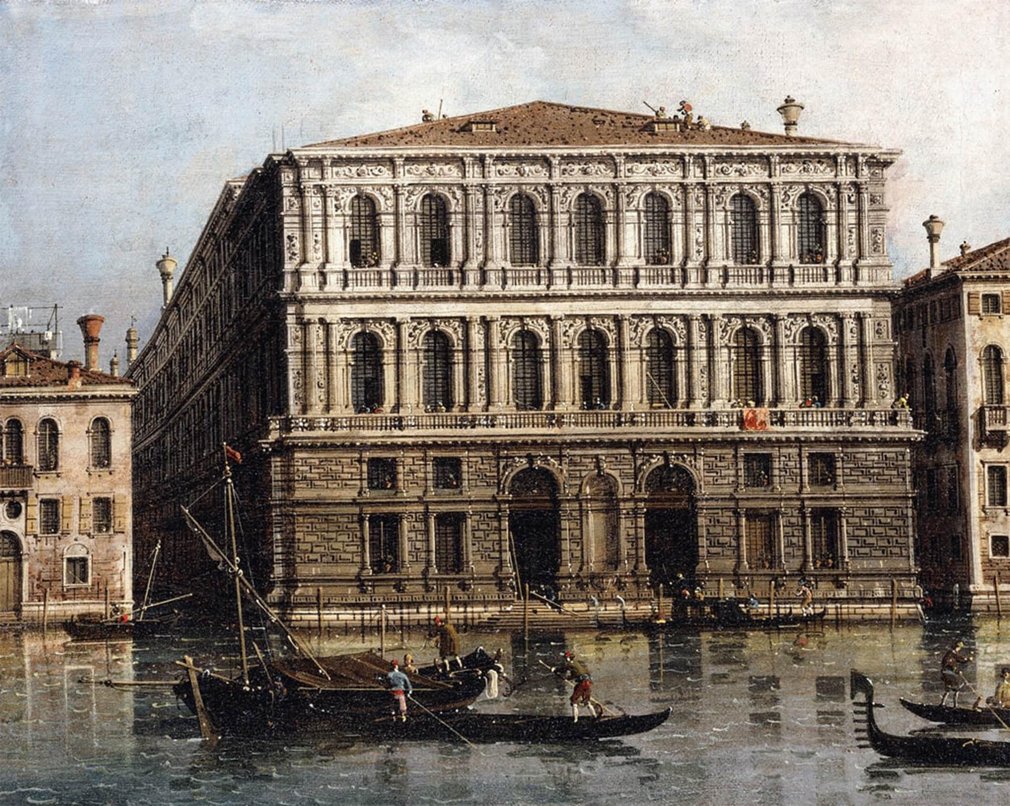 POSTERIIk Vintage Classic Picture Landscape Artwork The Palazzo Pesaro from the Grand Canal Venice by Antonio Canal Portrait Canvas Painting for Office Home Decor 60x90cm