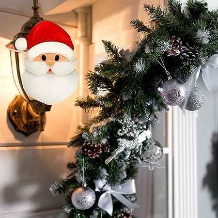 Mudder Mudder Christmas Porch Light Covers Christmas Outdoor Decoration Gnome Xmas Holiday Light Covers for Porch Garage Front Door Hanging(Snowman, Santa,4 Pcs) photo 2