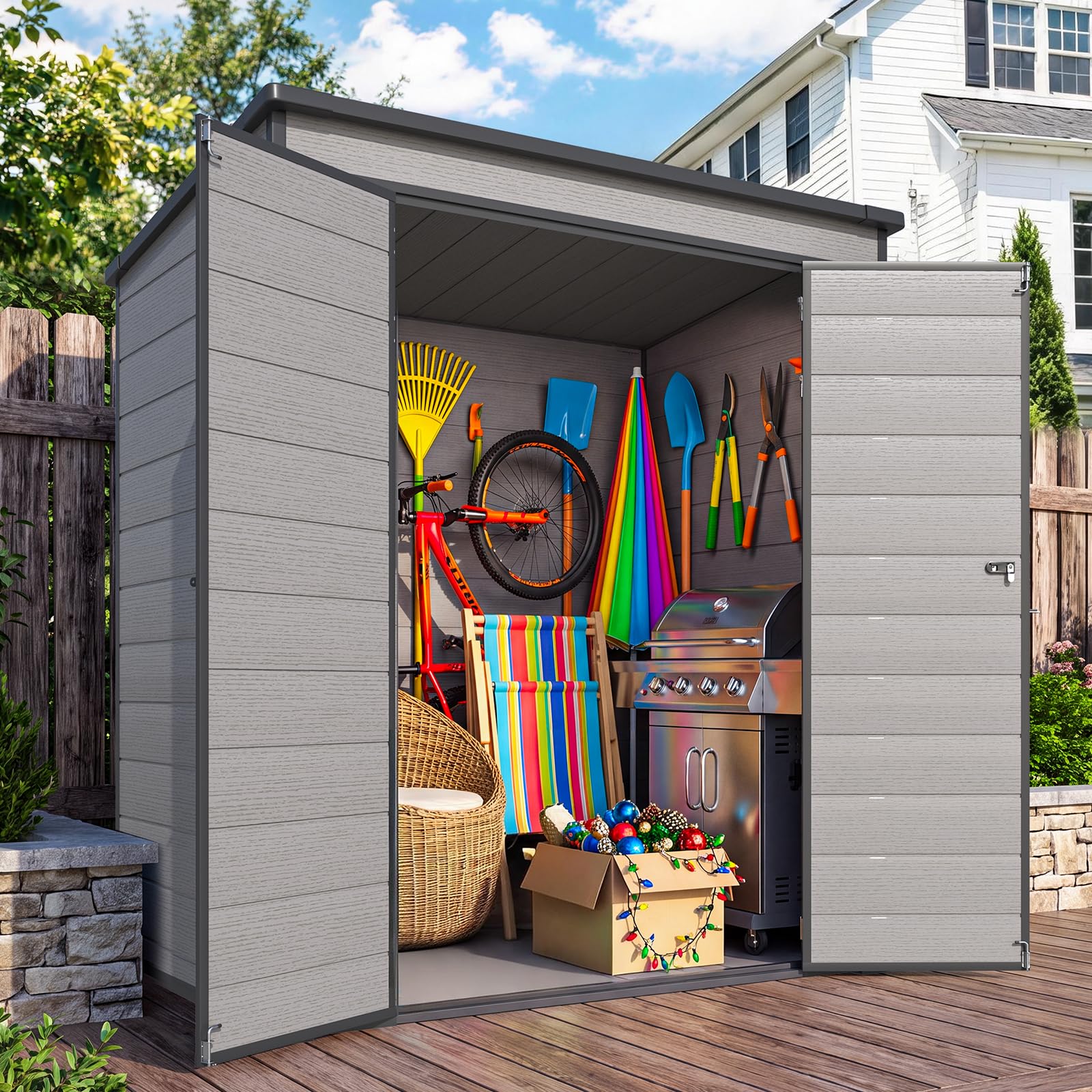 U-MAX 4x6 FT Resin Outdoor Storage Shed in Dark Grey